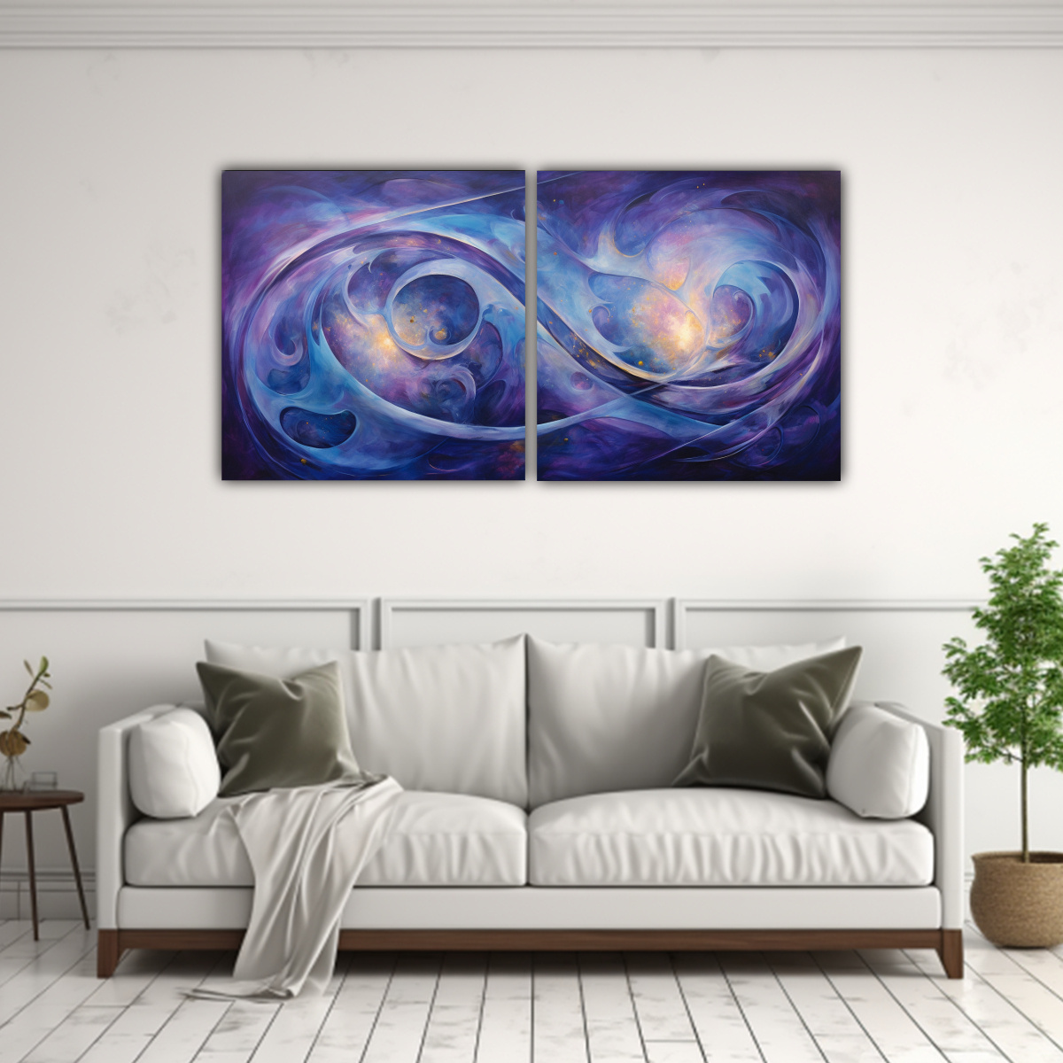 lienzos-decorativos-abstractos-en-azules-celestiales-con-patrones-giratorios-y-reflejo-1