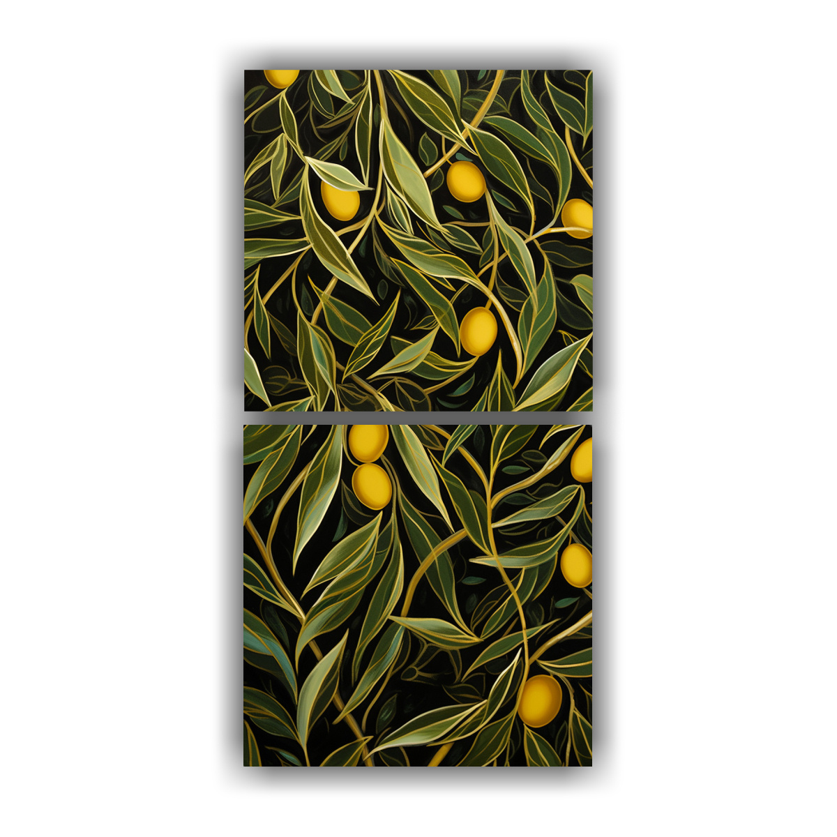 lienzos-estilo-galeria-patrones-oliva-y-dorados-entrelazados