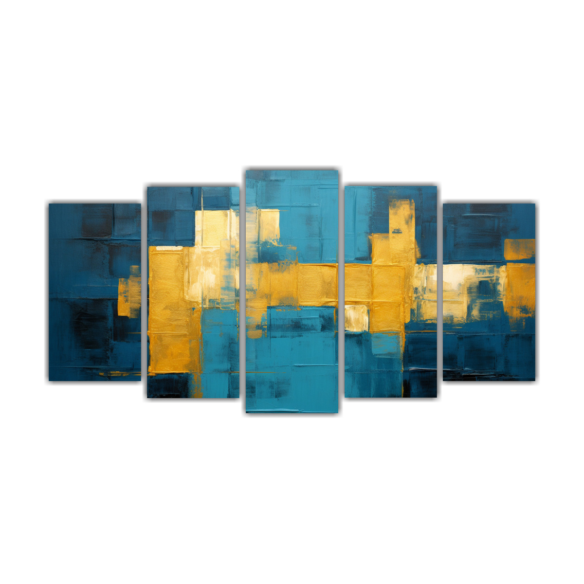 lienzos-estrellados-pintura-abstracta-azul-y-dorada