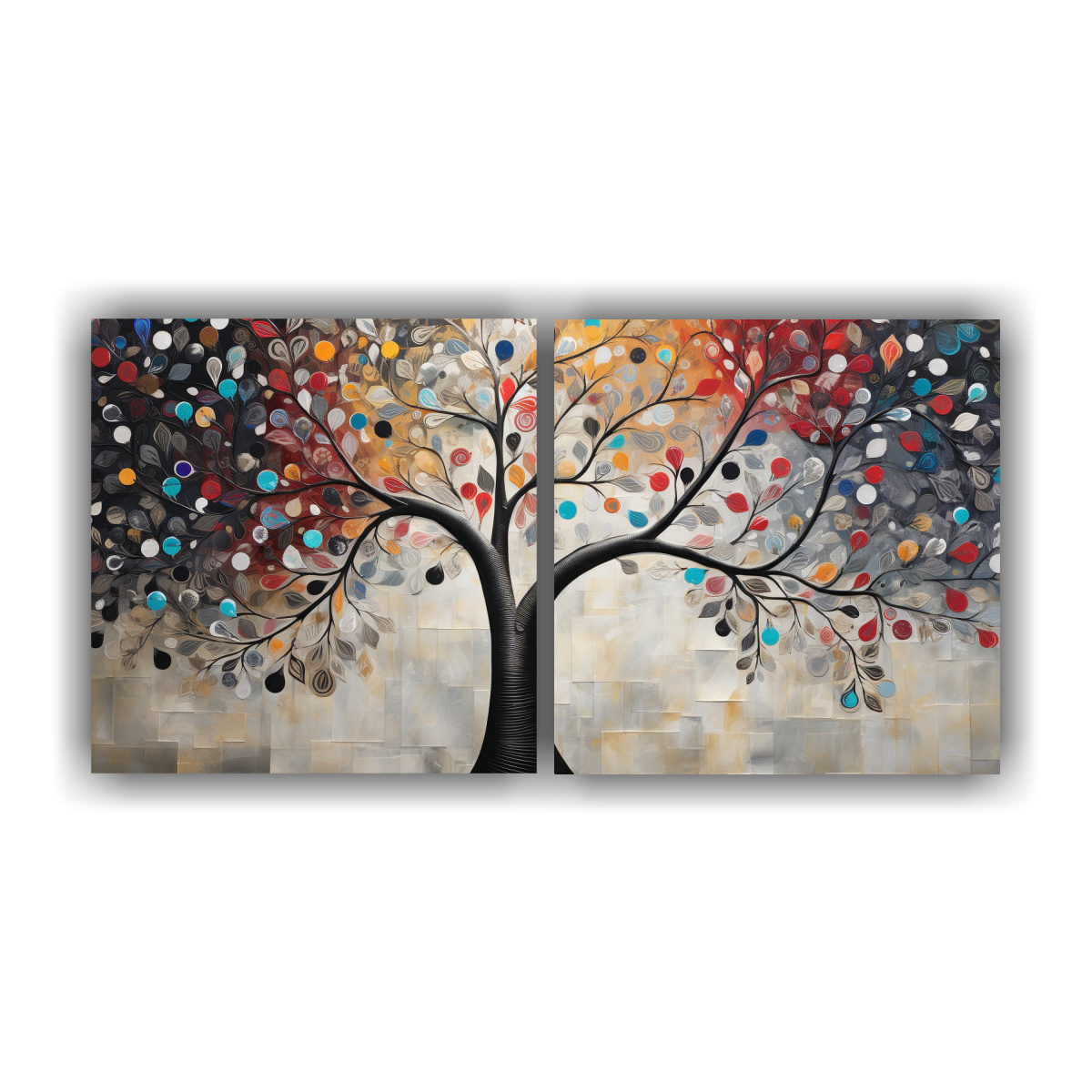 lienzos-modernos-relieve-del-rbol-con-colores-vibrantes-y-plateados