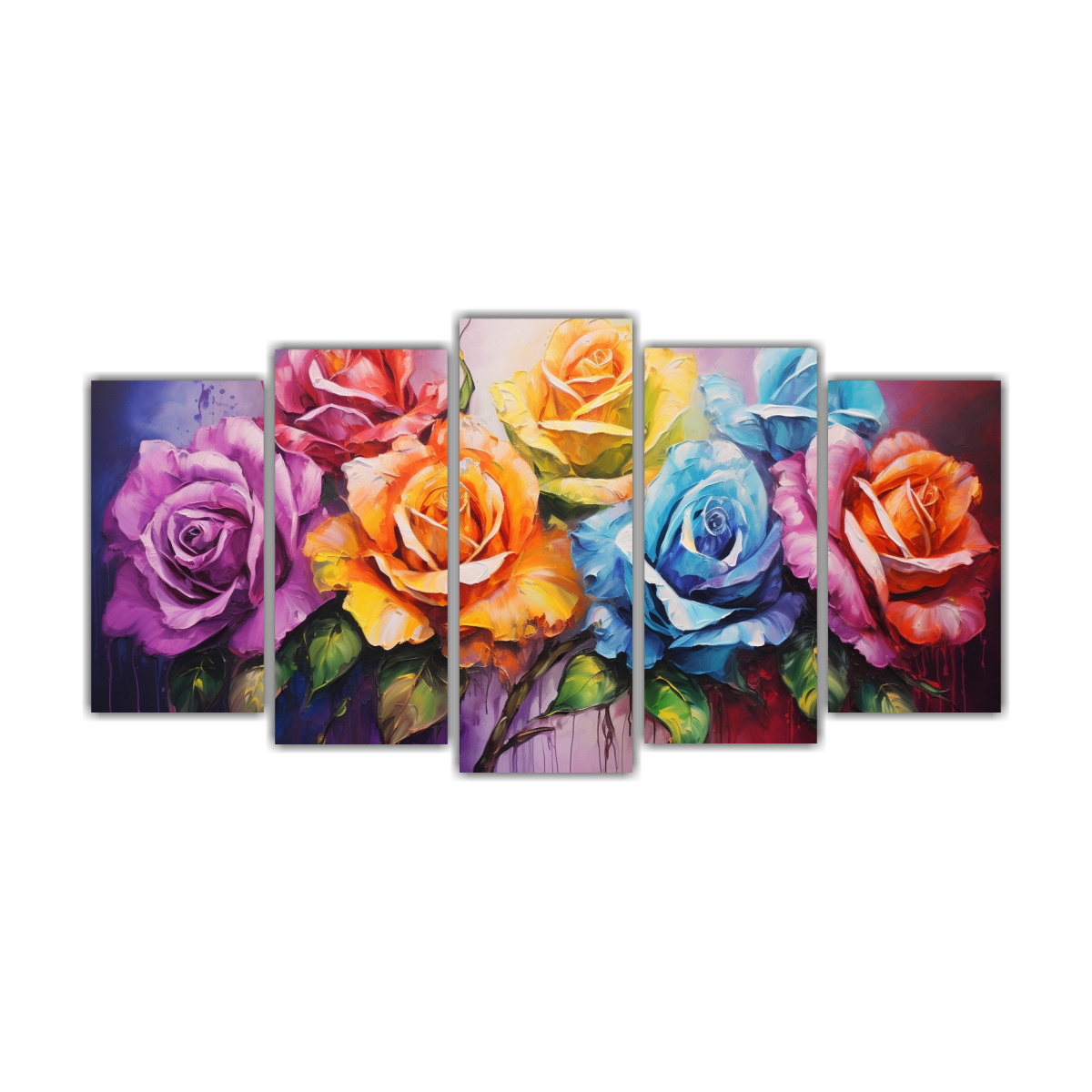 obra-de-arte-conceptual-de-rosas-en-colores-del-arco-ris-en-lienzo