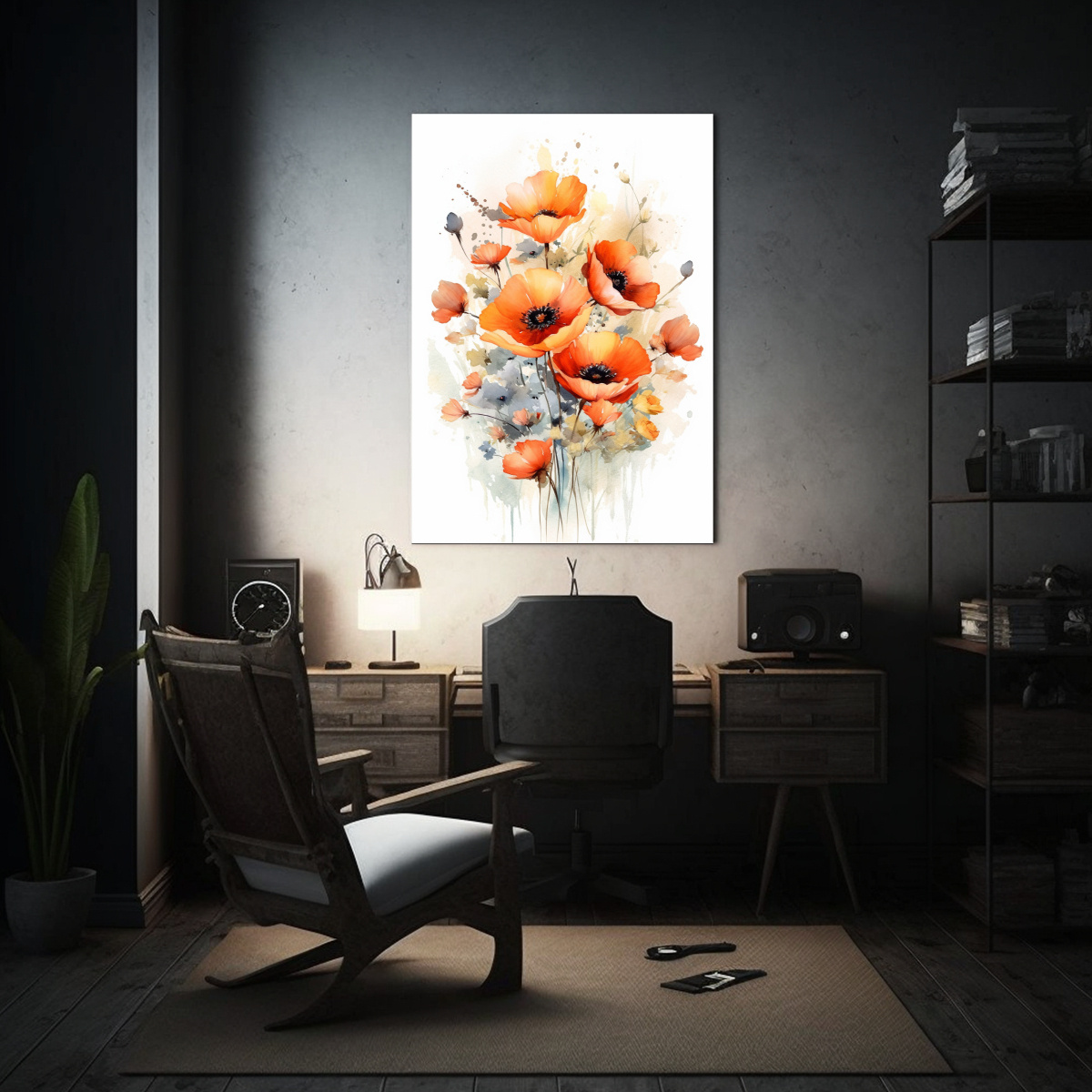 obra-de-arte-floral-con-flores-de-amapola-y-dise-o-bot-nico-en-lienzo-sublimado-canva-1