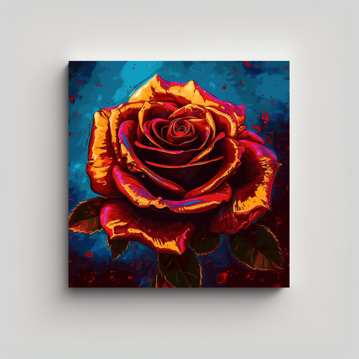 obra-estilo-warhol-y-van-gogh-rosa-roja-oscura-en-l-neas-vibrantes