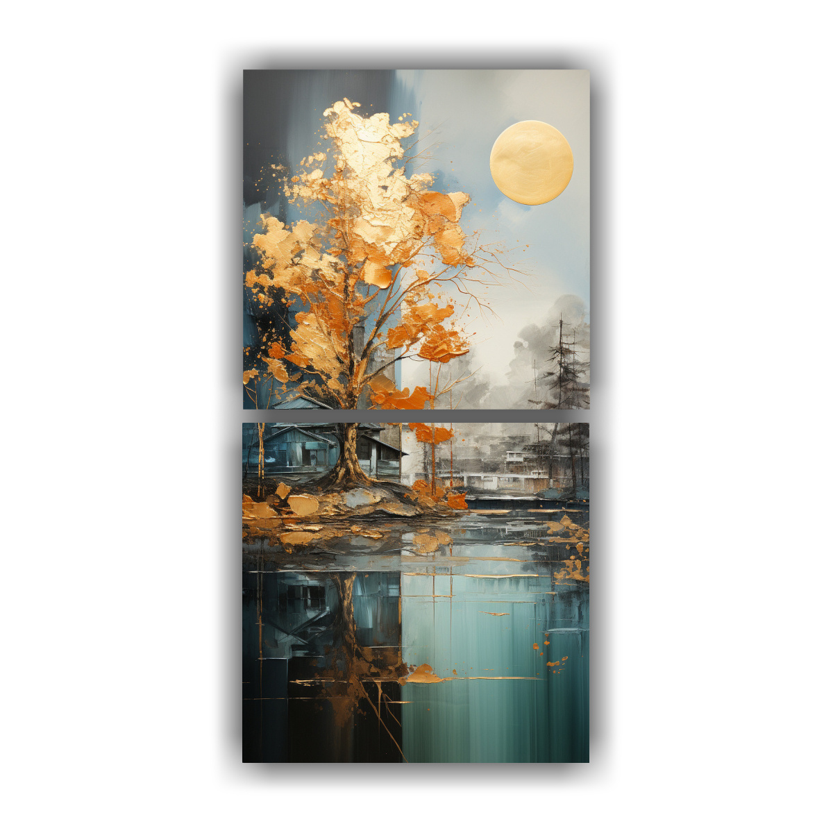 paisaje-abstracto-de-rboles-en-plata-y-oro-con-dos-composiciones-hermoso-perspectiva