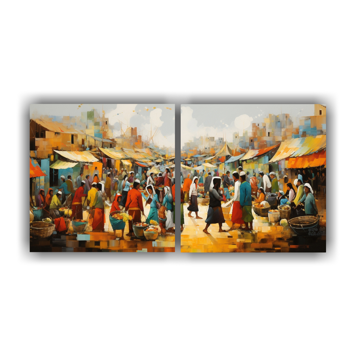 paisaje-animado-del-mercado-pinturas-abstractas-de-decoraci-n