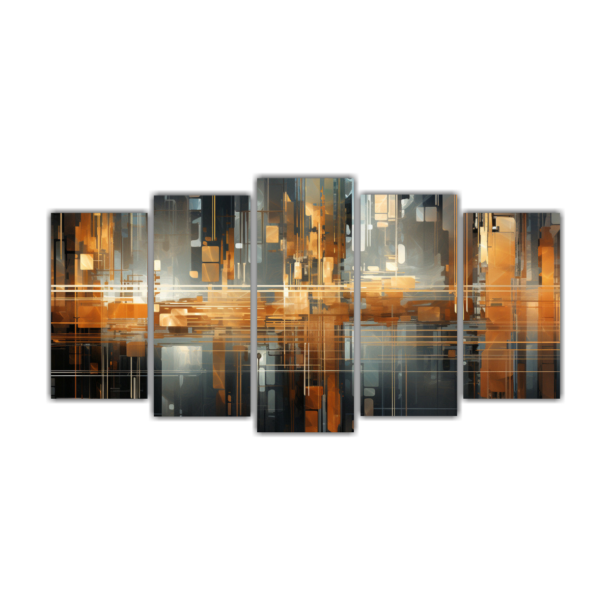 paisaje-cibern-tico-abstracto-en-cinco-lienzos-de-tela