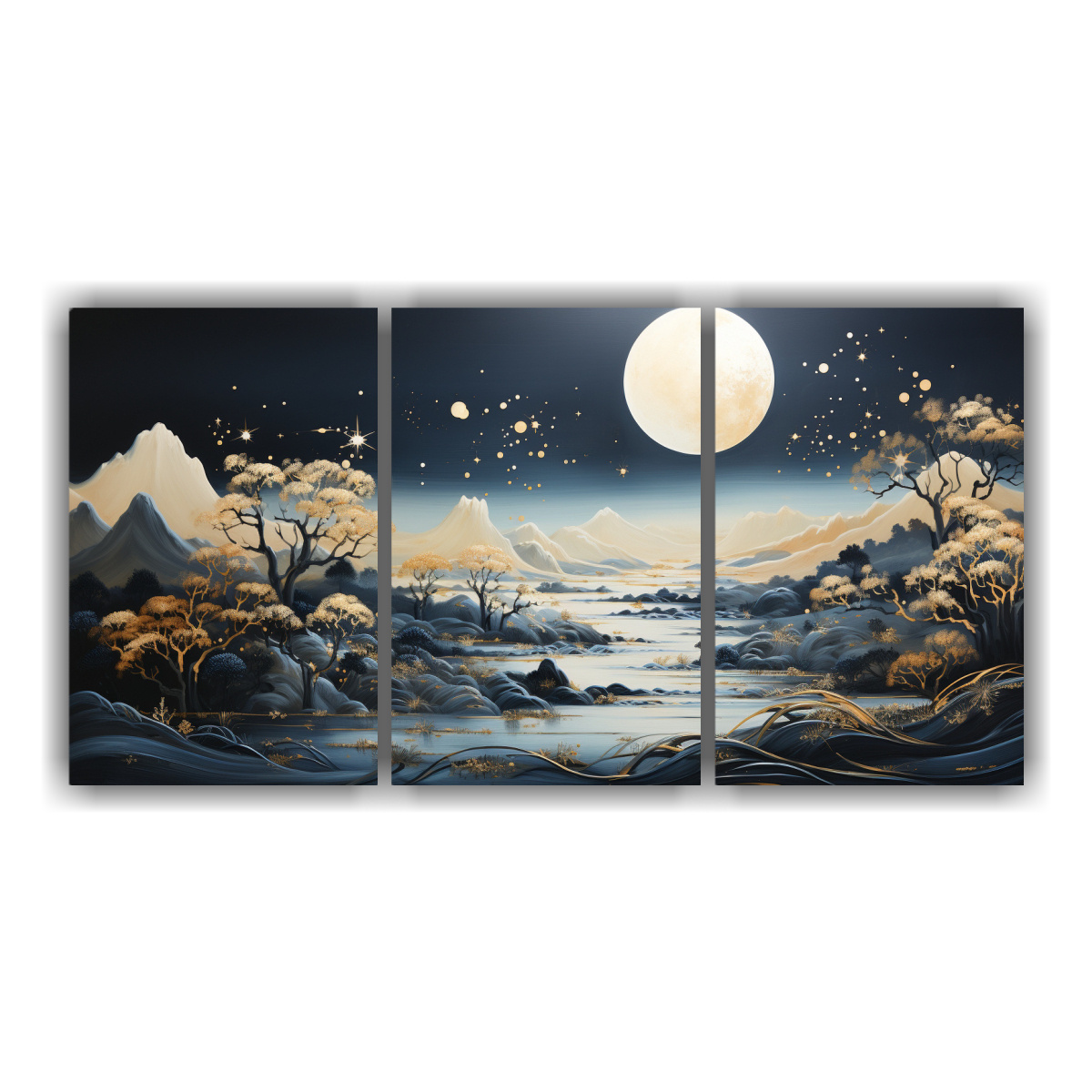 paisaje-con-luna-y-monta-as-en-tres-telas-regalo-de-pintura-abstracci-n-
