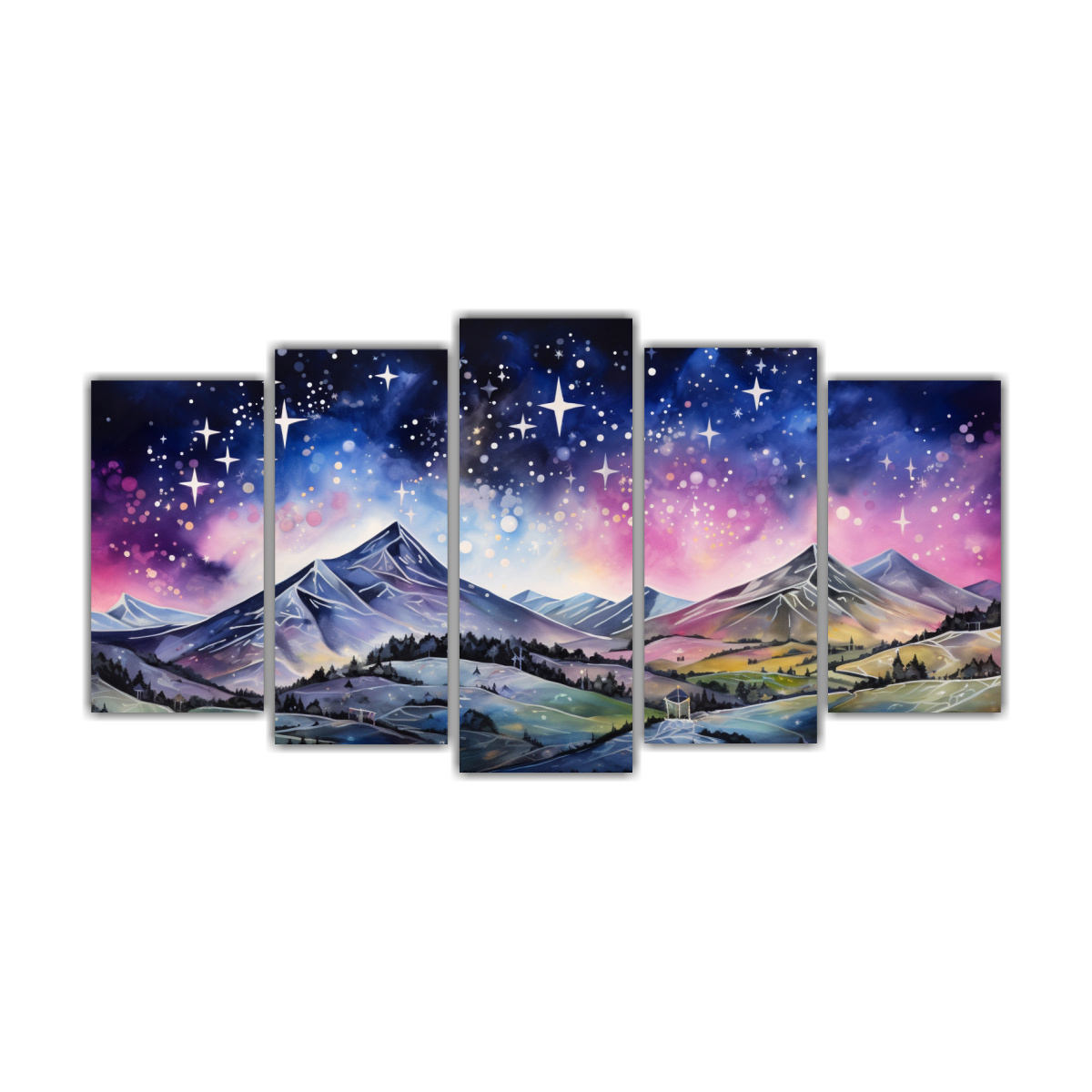 paisaje-de-monta-a-con-estilo-elegante-en-dos-telas-en-bastidor-moderno-luminosa