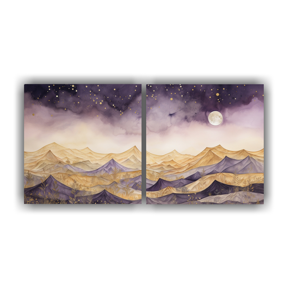 paisaje-de-monta-a-con-estilo-elegante-pinturas-decorativas-de-dos-canvas