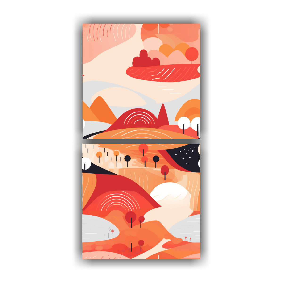 paisaje-escandinavo-decoraci-n-2-telas-en-bastidor-adornos-abstractos