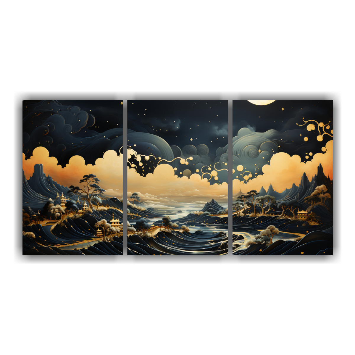 paisaje-m-gico-con-luna-y-monta-as-conjunto-de-3-pinturas-de-decoraci-n