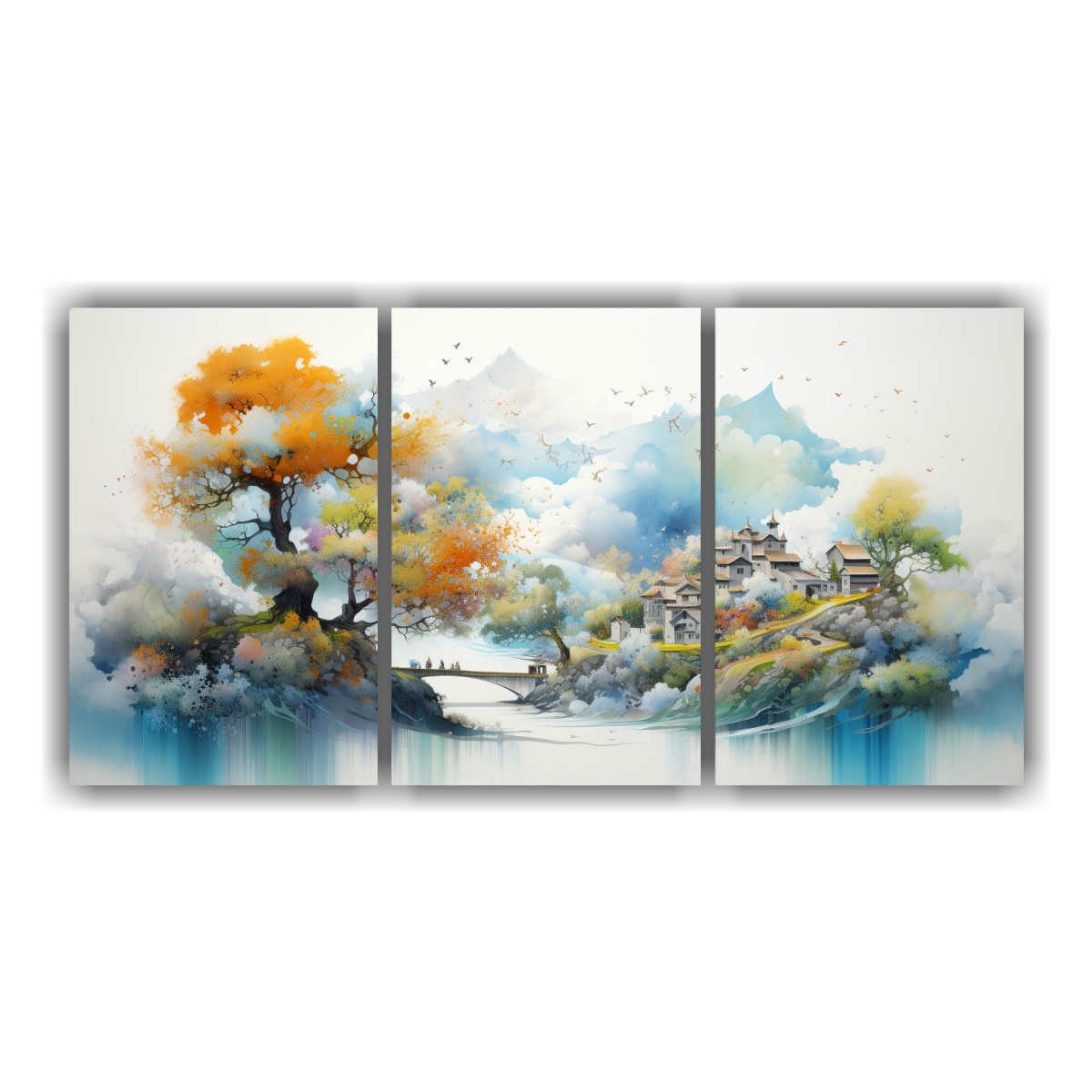 paisajes-acuarelas-abstractas-en-tres-cuadros-calidos