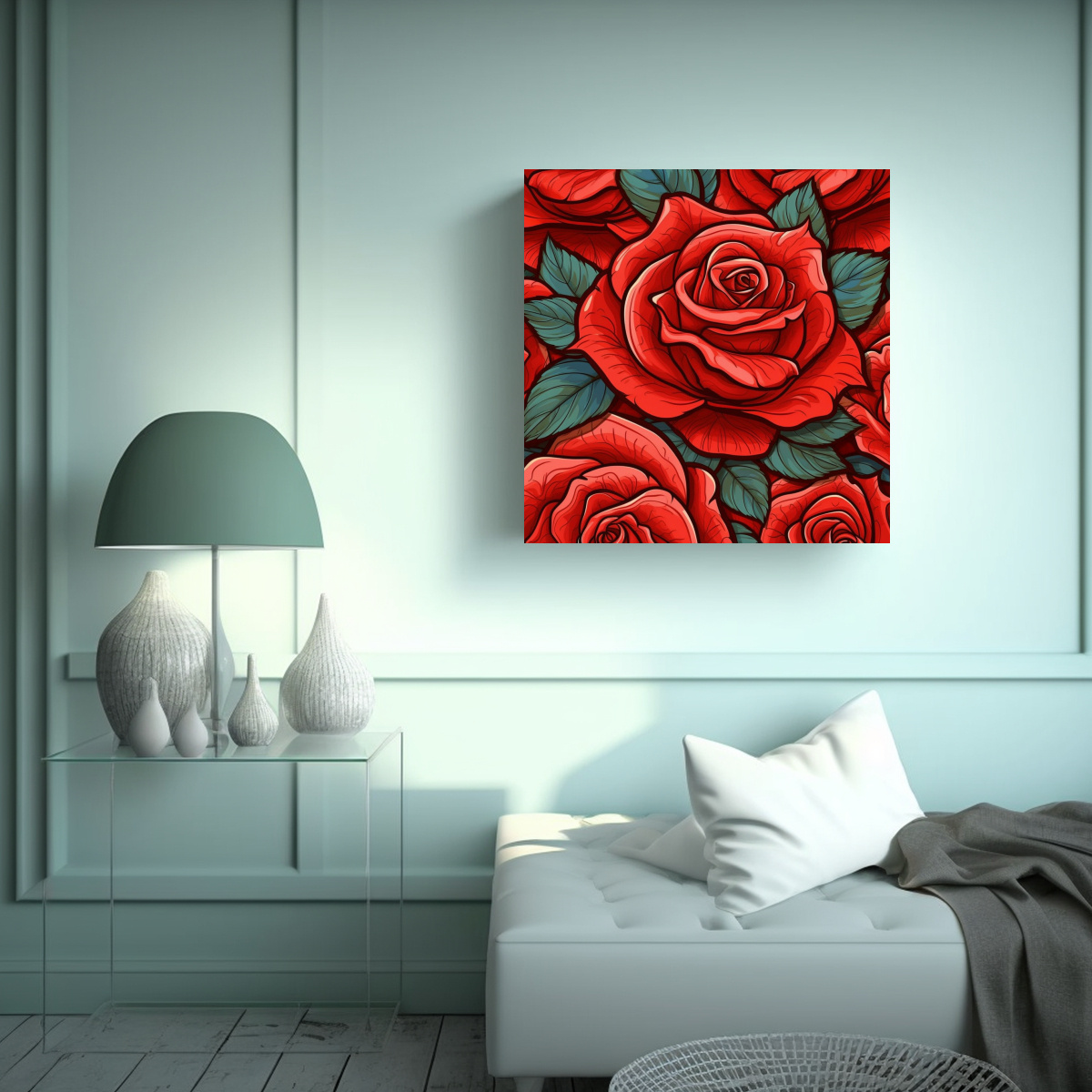 patr-n-detallado-de-rosa-roja-en-arte-de-pared-surrealista-1