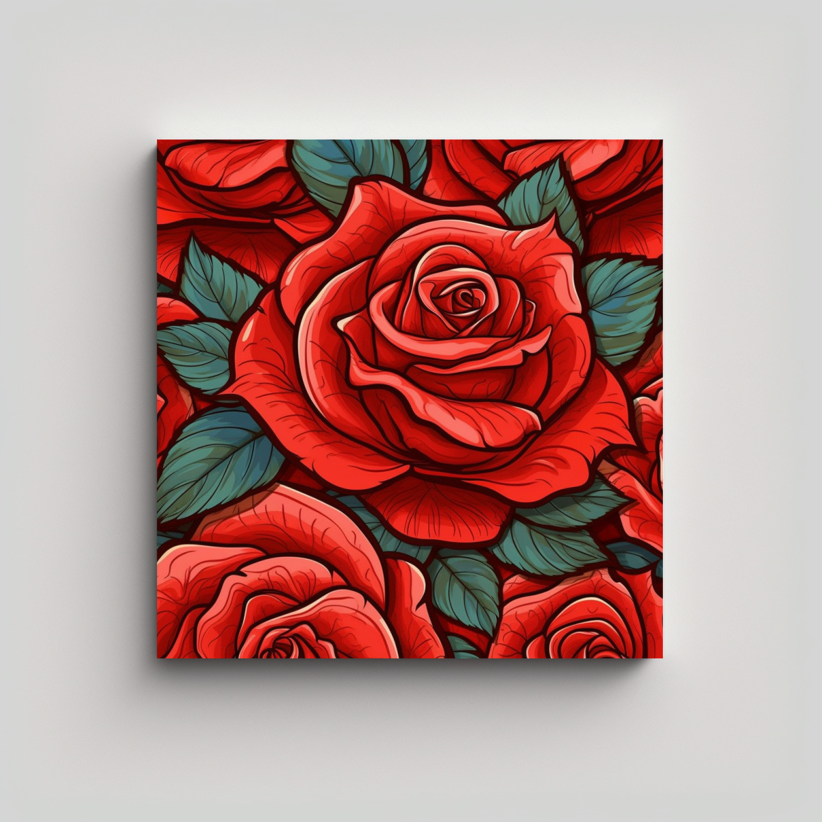 patr-n-detallado-de-rosa-roja-en-arte-de-pared-surrealista