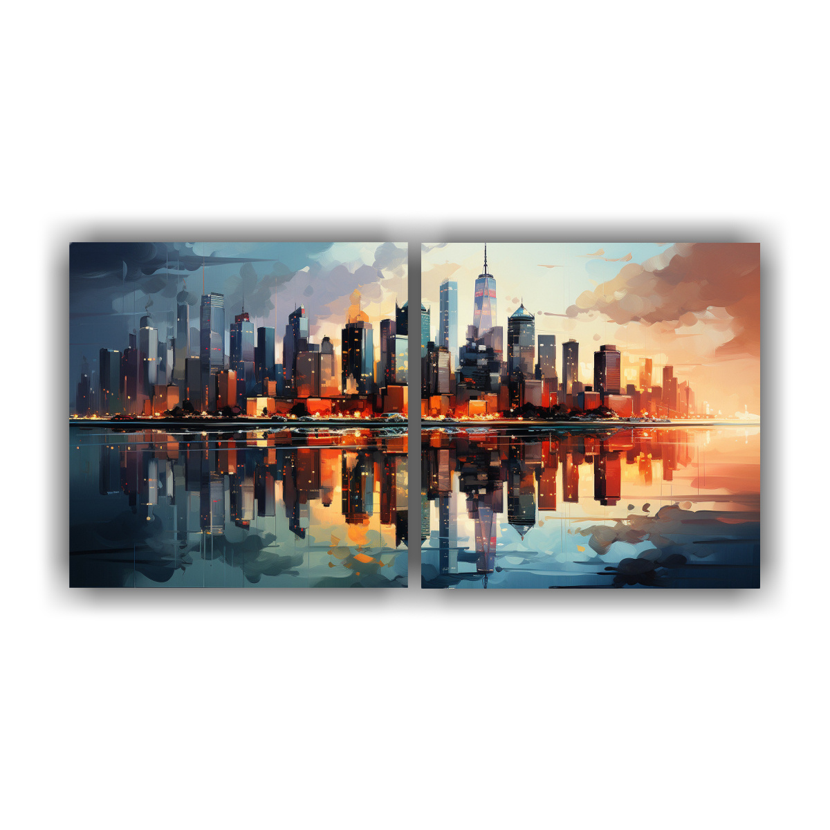 pintura-abstracta-de-edificios-junto-al-agua-arte-de-pared-adorable