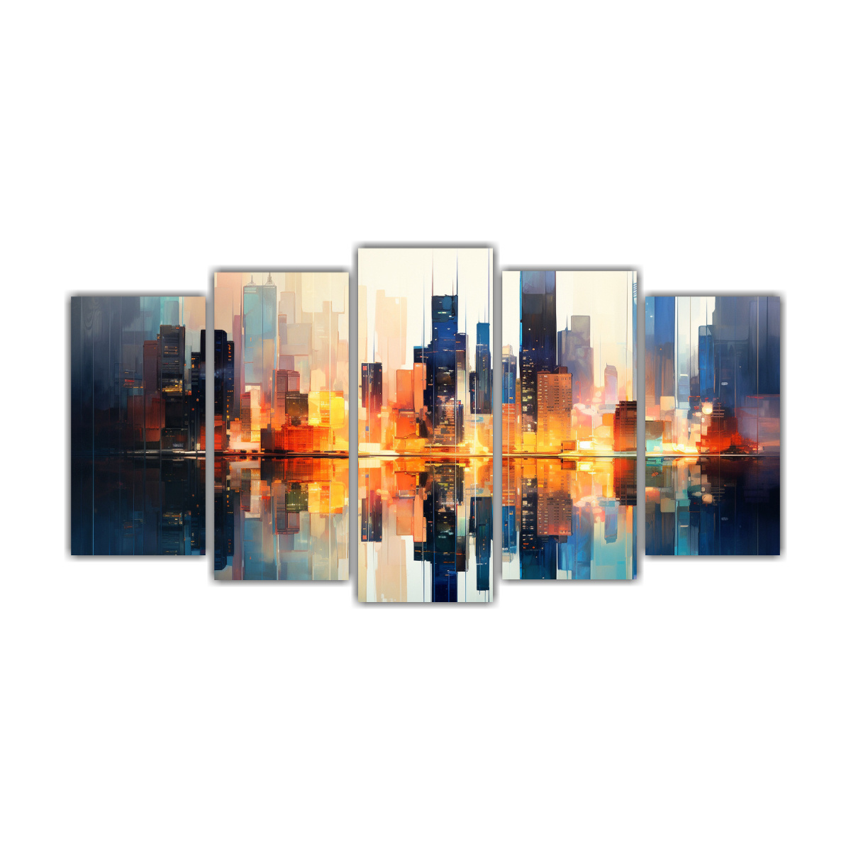 pintura-abstracta-de-edificios-junto-al-agua-cinco-artes-vanguardia-duradero