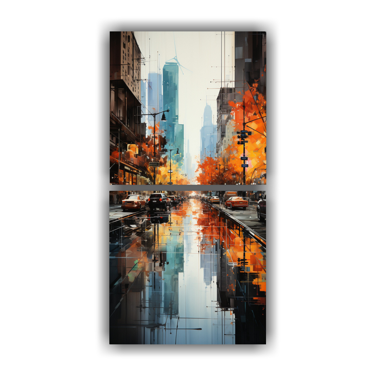 pintura-abstracta-de-edificios-junto-al-agua-dos-cuadros-modernos-de-expresividad