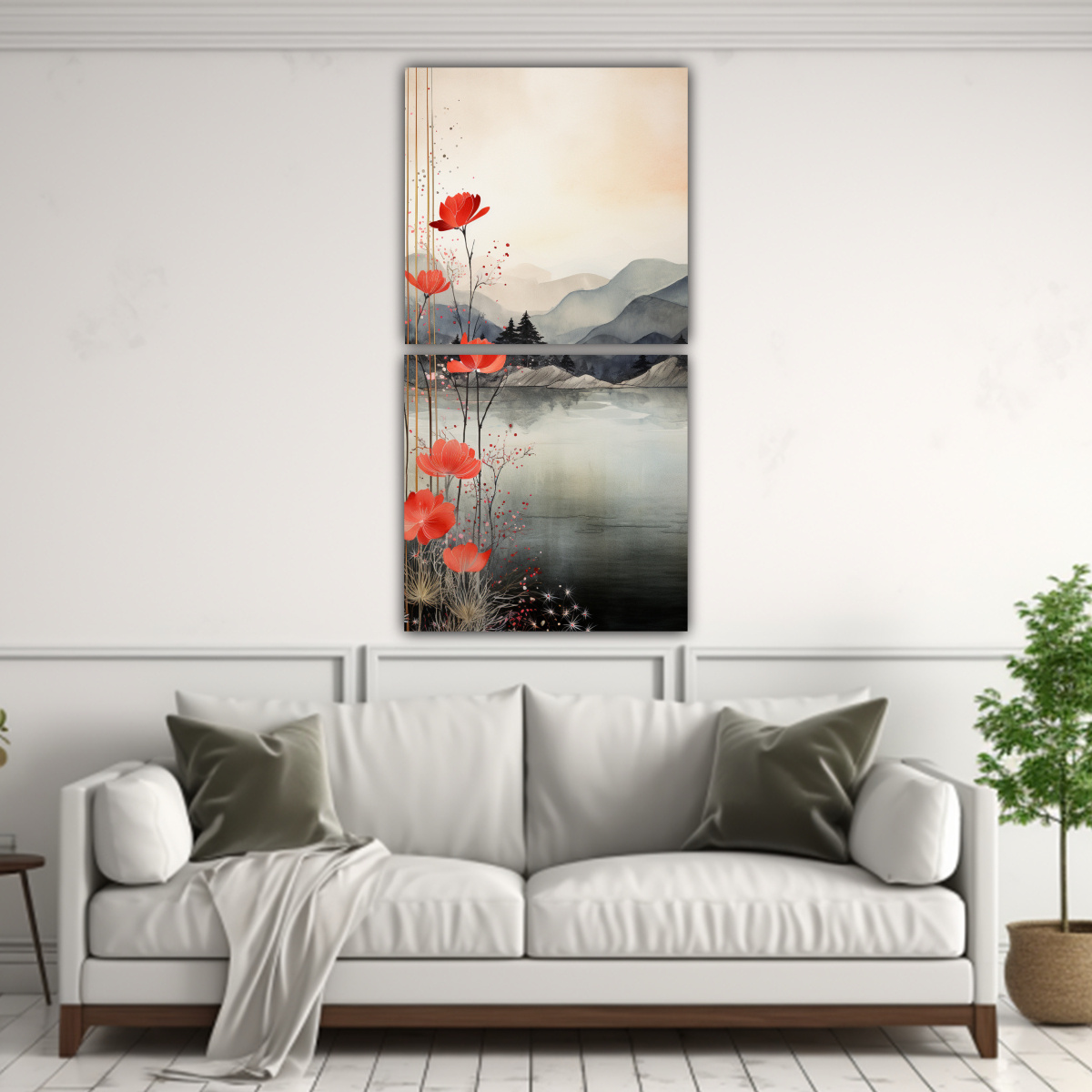 pintura-abstracta-de-monta-as-reflejadas-en-lienzo-1