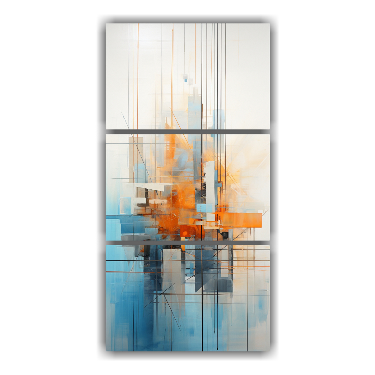 Cuadro Abstracto De Paisaje Urbano Azul Y Naranja - DecoCuadros