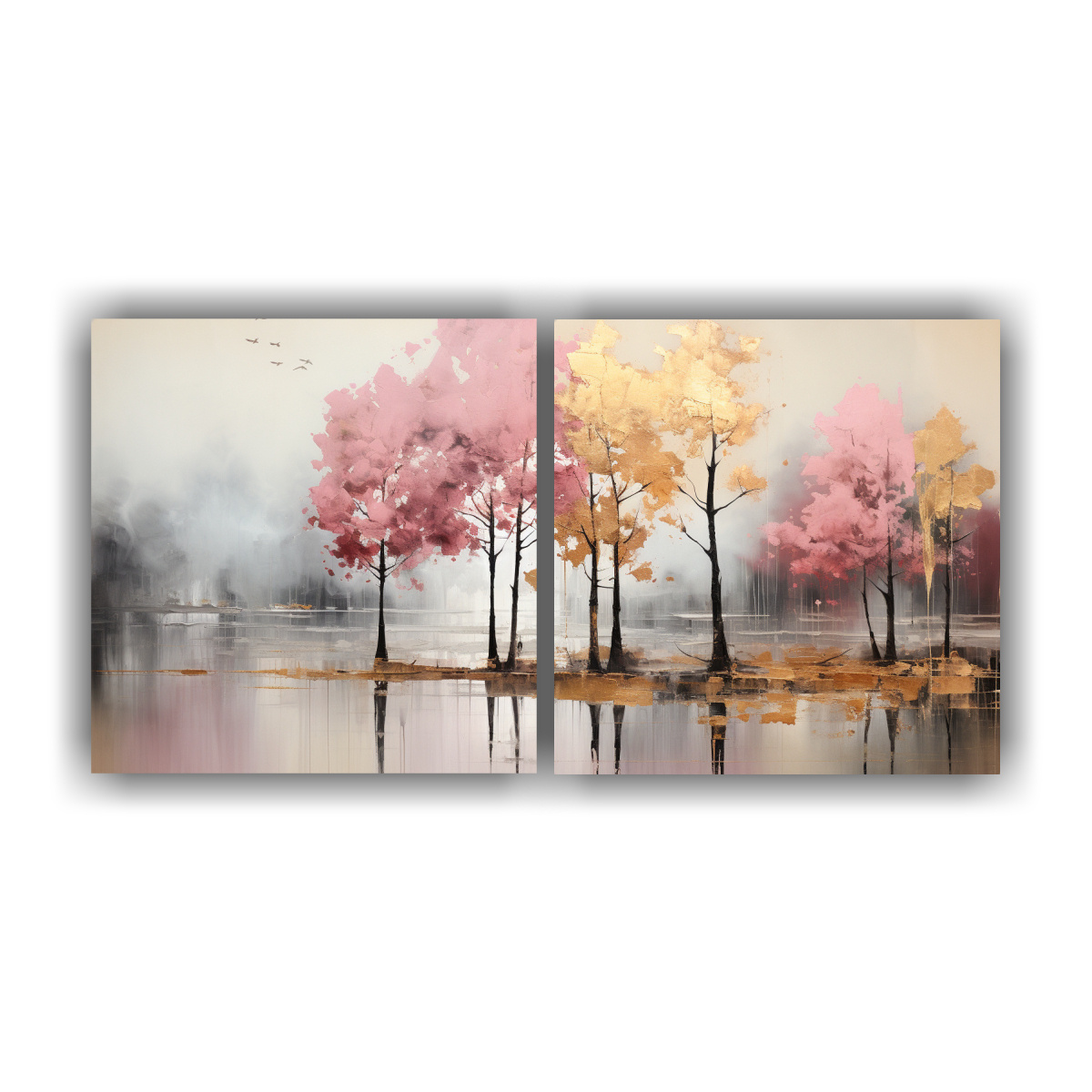 pintura-abstracta-de-rboles-en-plata-y-oro-con-dos-telas-en-bastidor-de-forma-equilibrio