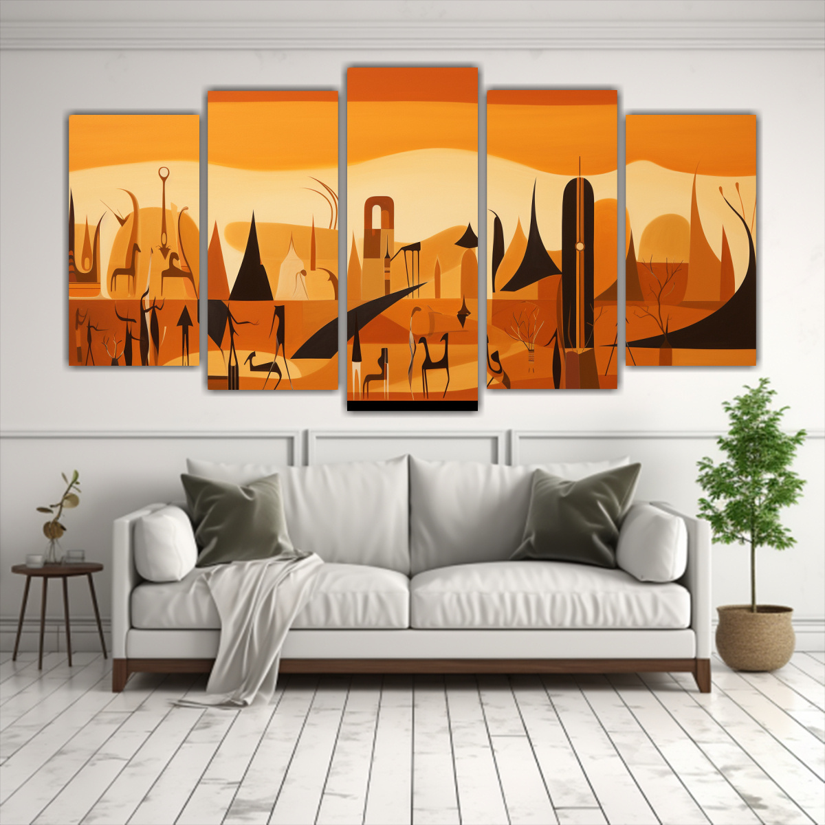 pintura-abstracta-de-sala-con-representaci-n-de-una-antigua-escena-egipcia-en-cinco-telas-en-bastidor-decorativo-1