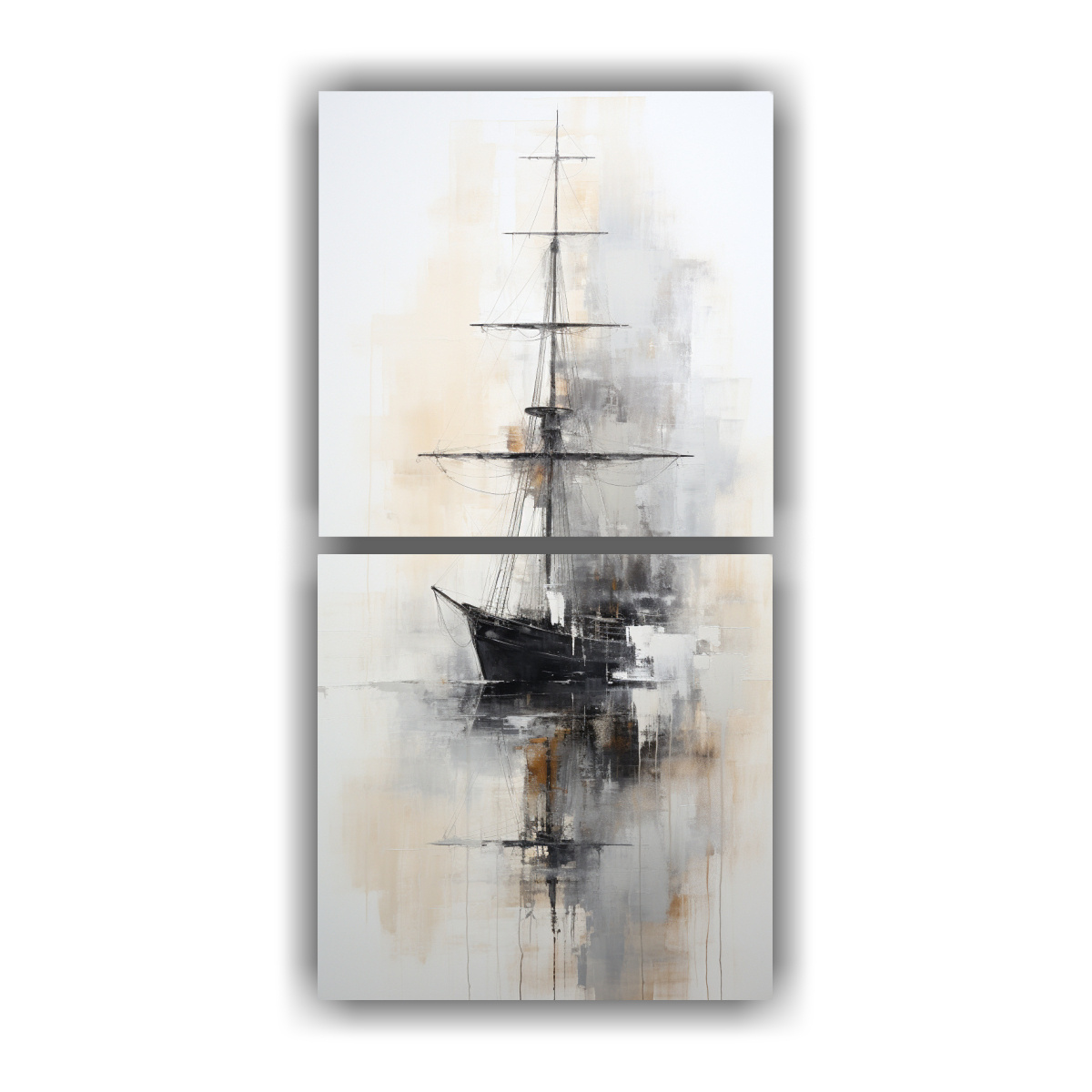 pintura-abstracta-de-un-barco-en-blanco-y-negro-estilo-moderno-minimalista