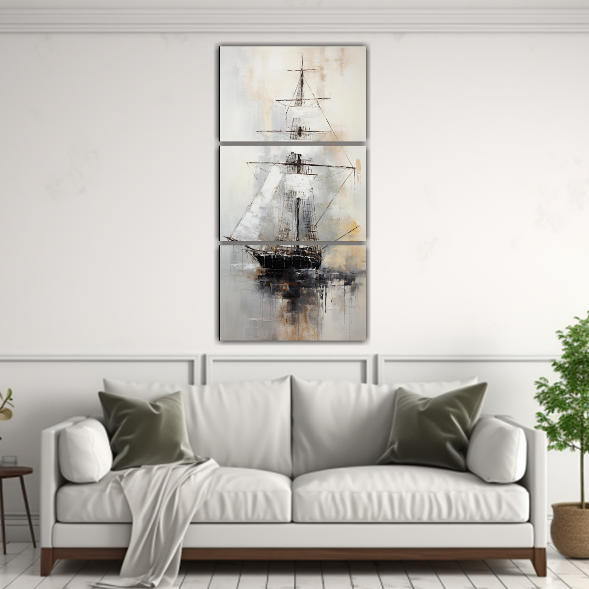 pintura-abstracta-de-un-barco-en-blanco-y-negro-para-sala-1