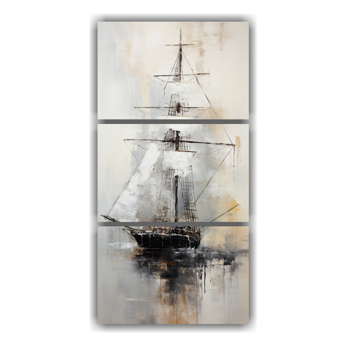 pintura-abstracta-de-un-barco-en-blanco-y-negro-para-sala