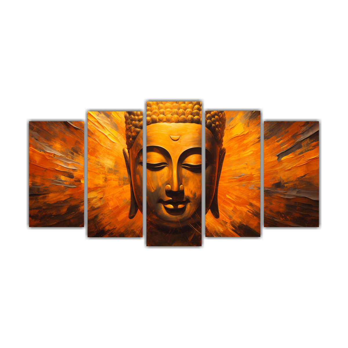 pintura-abstracta-en-lienzo-de-buddha-en-tonos-dorados-y-naranjas-inspiraci-n-cinco-lienzos-decorativos-con-reflejo-del-rostro-estilo-leo