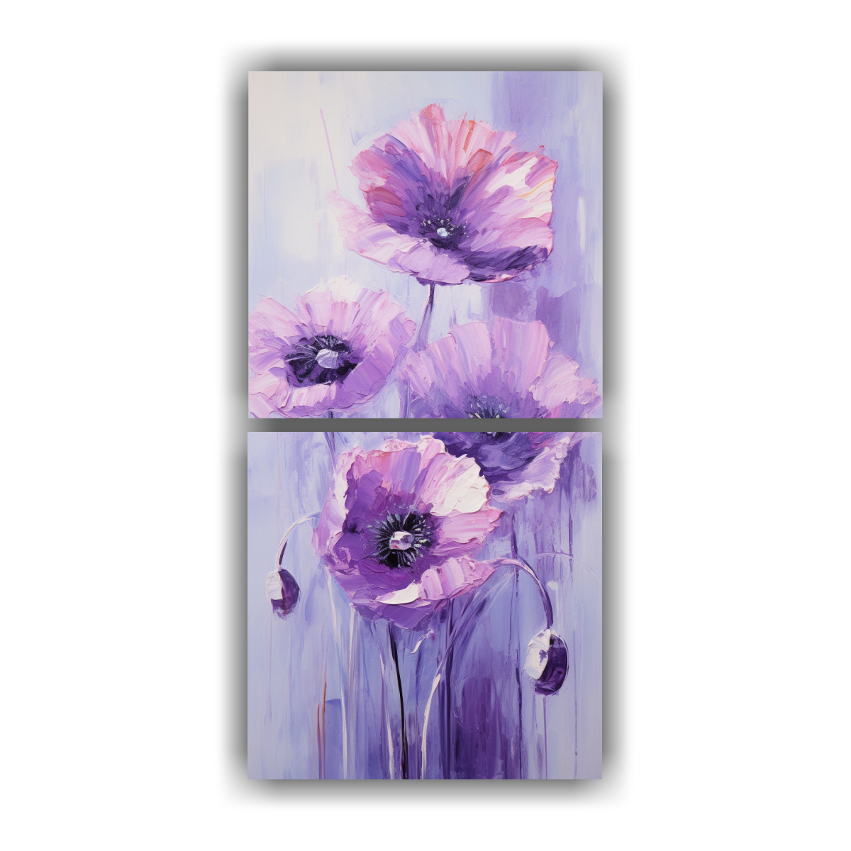 pintura-abstracta-floral-de-dos-cuadros-con-amapolas-moradas-en-lienzo-estilo-decorativo