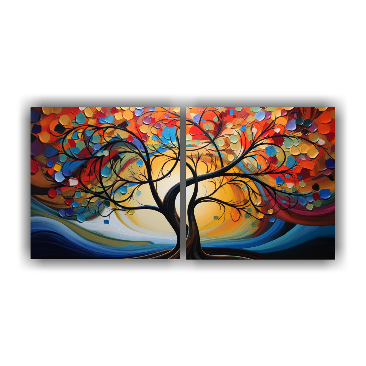 Cuadro Pintura Abstracta Moderna Inspirada En Árbol - Composiciones ...