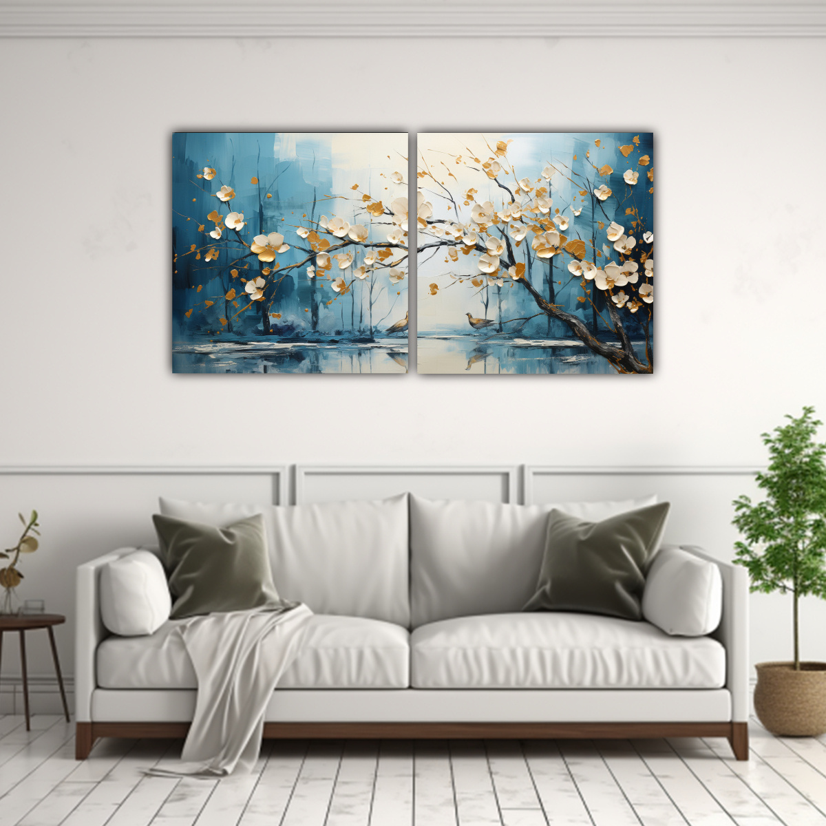 pintura-abstracta-multicolor-de-rboles-en-plata-y-blanco-en-dos-telas-en-bastidor-1