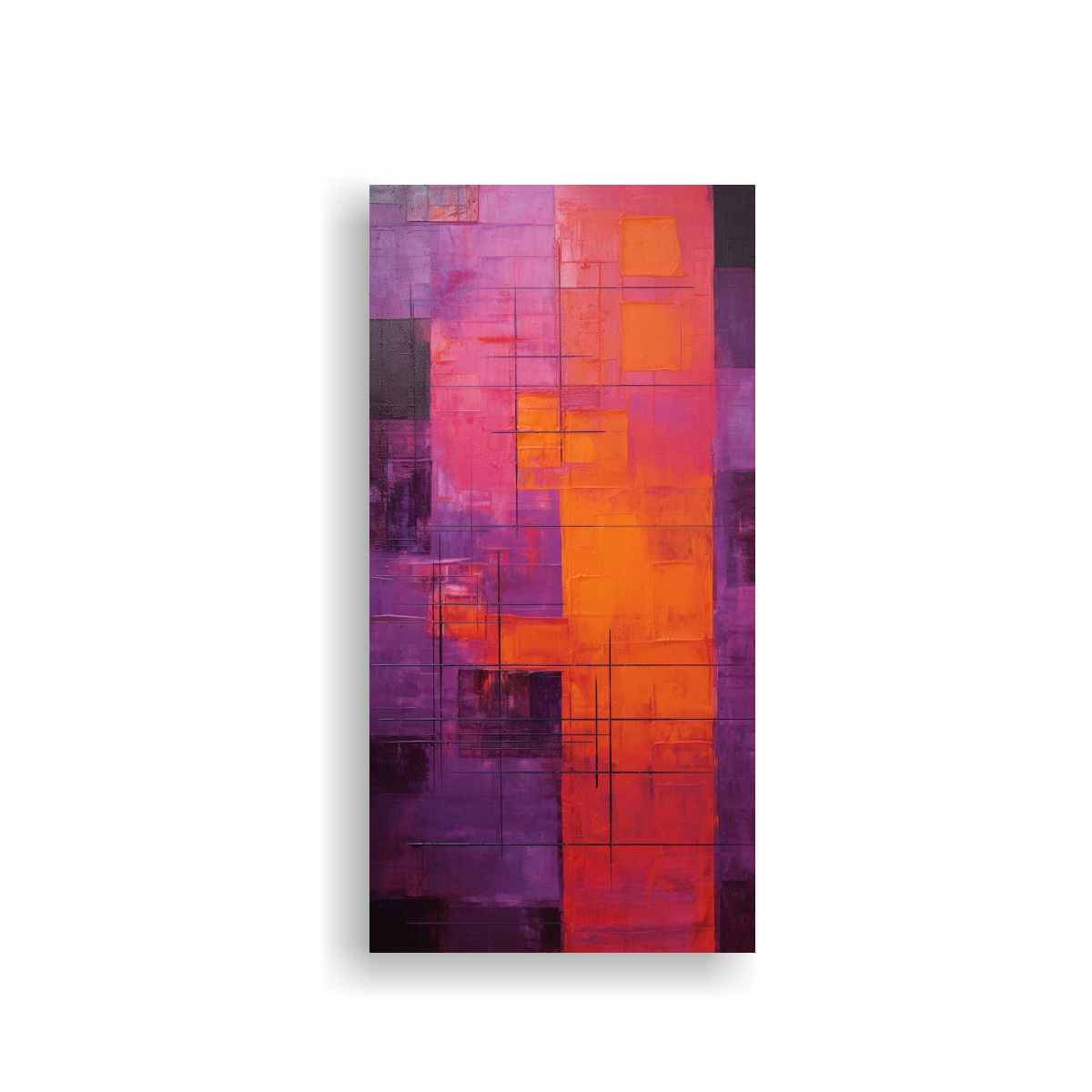 pintura-abstracta-noche-oscura-planeta-naranja-alta-calidad-tela-bastidor