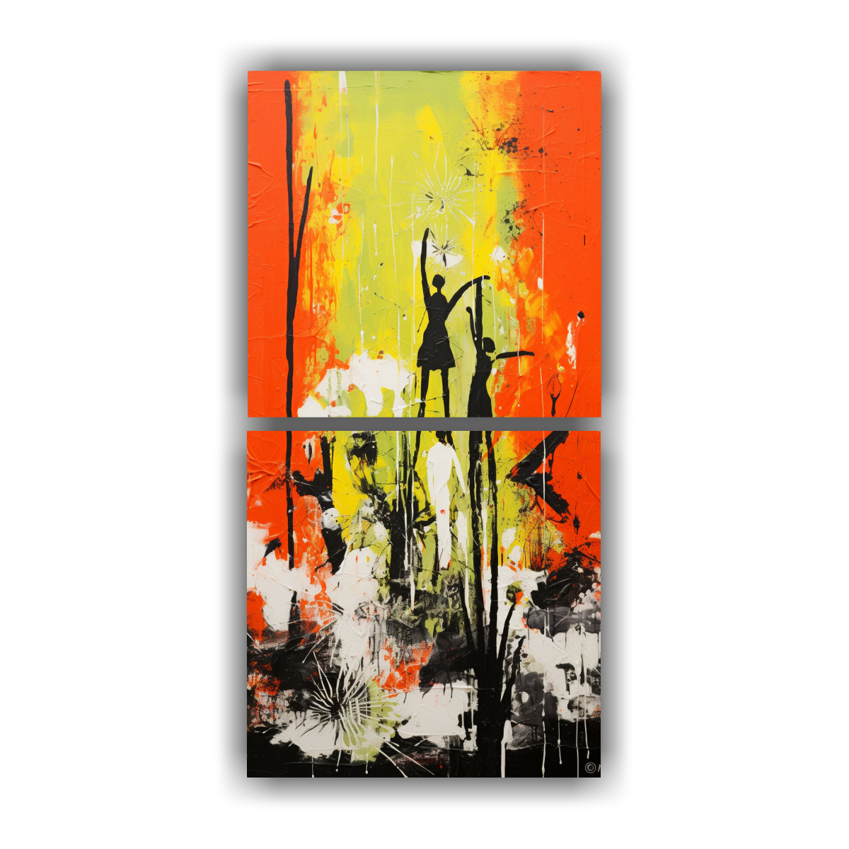 pintura-abstracta-urbana-en-amarillo-y-rojo-sobre-lienzo