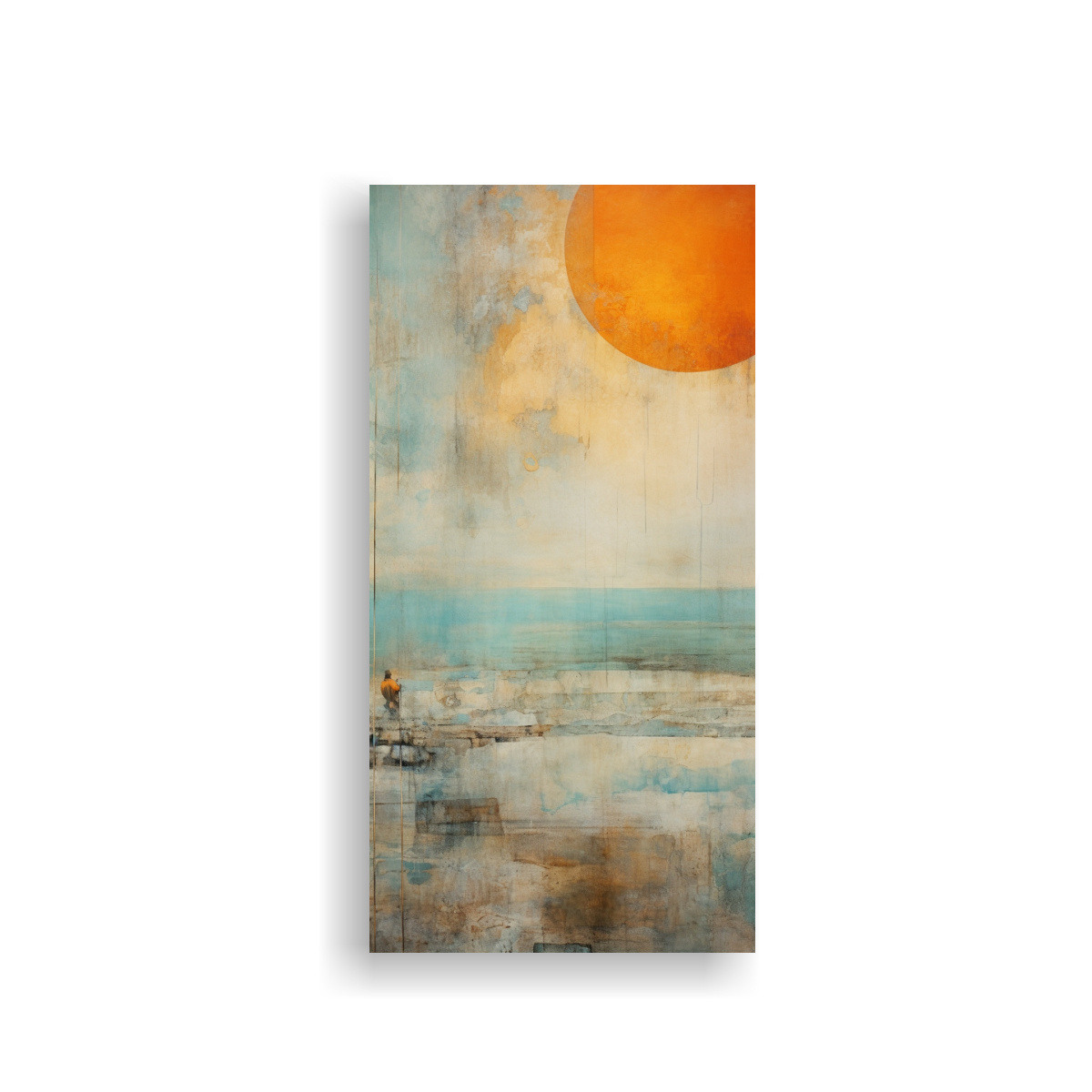 pintura-acuarela-adorno-con-colores-naranja-turquesa-y-plata