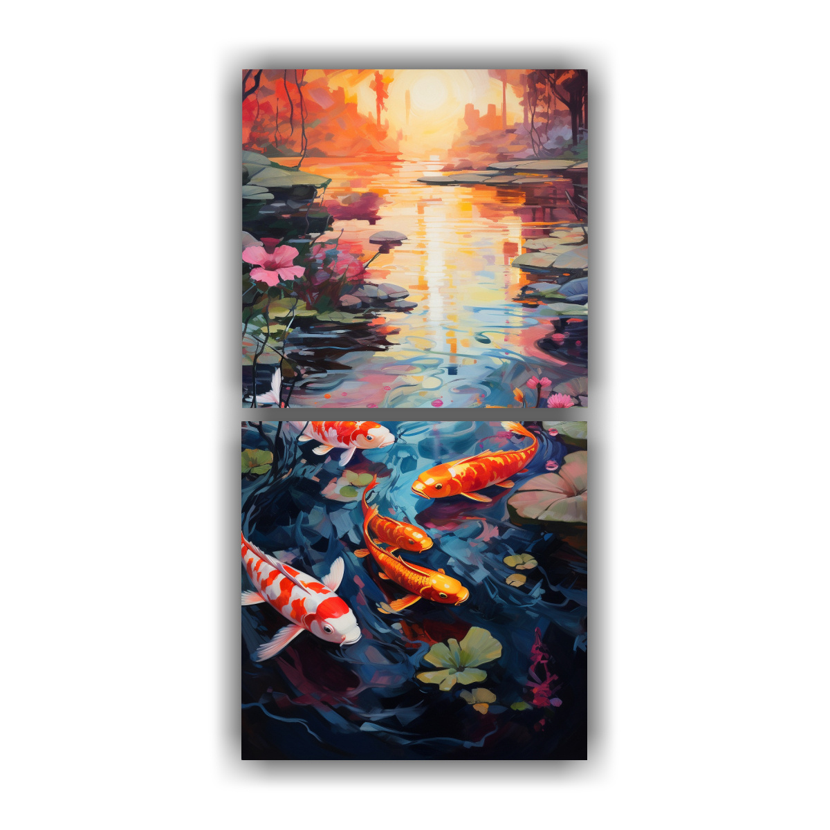 pintura-acuarela-con-ondas-abstractas-de-estanque-de-koi-sereno-para-decorar-paredes