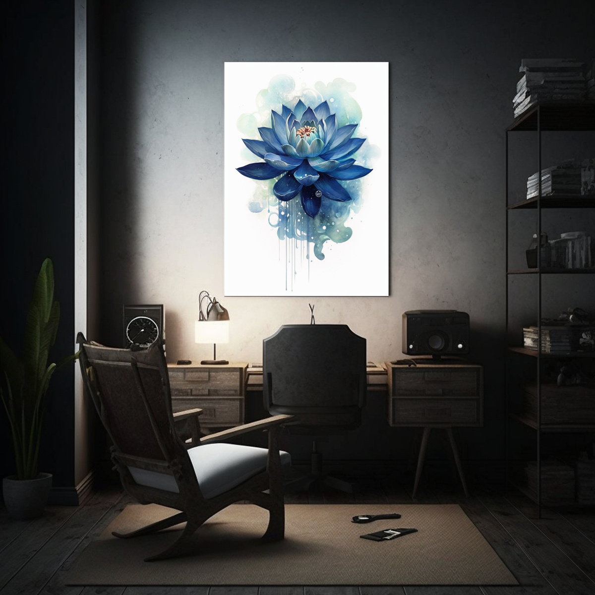 pintura-acuarela-de-un-loto-azul-oscuro-en-composici-n-moderna-1