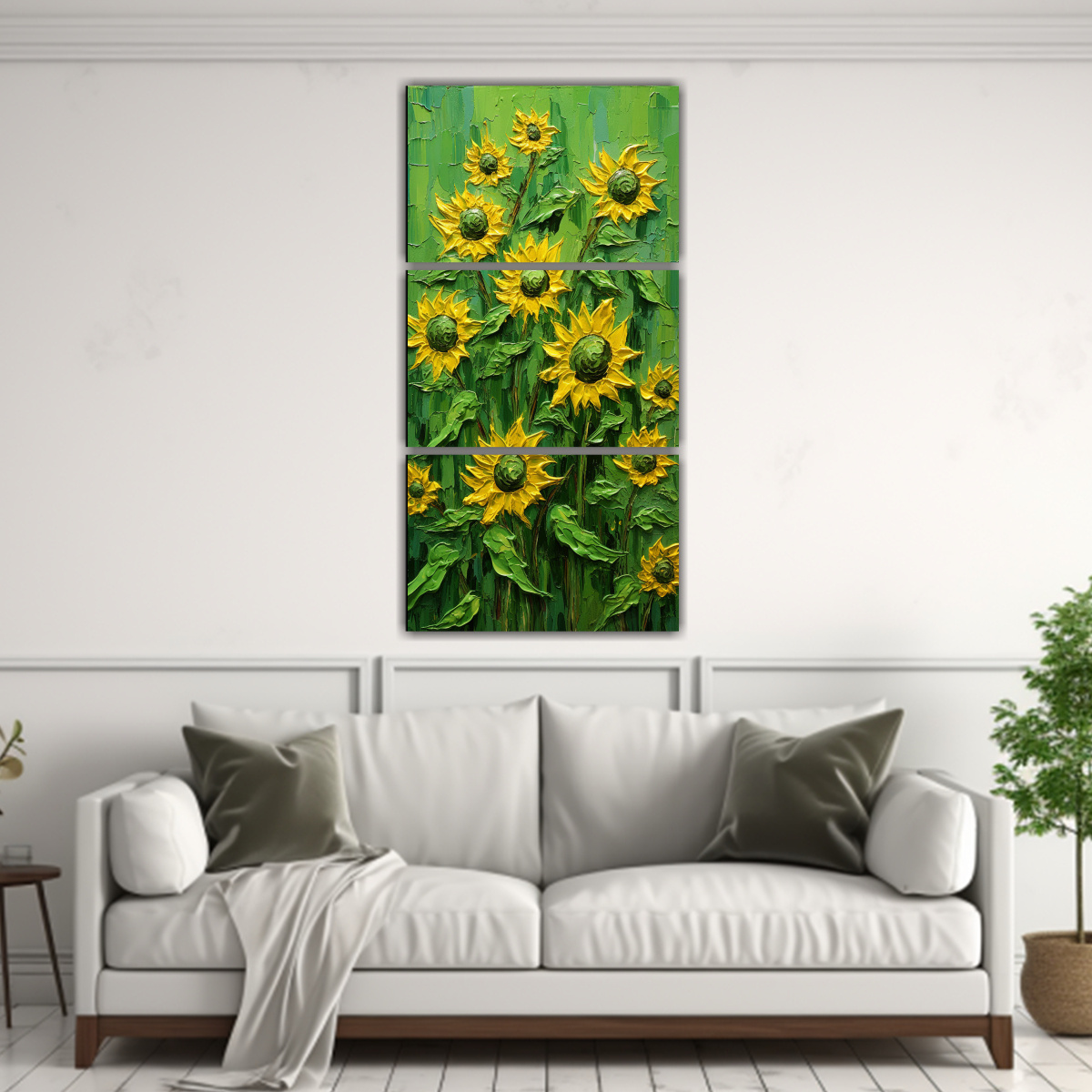 pintura-al-leo-de-girasoles-verdes-en-lienzo-estilo-tres-artes-movimiento-1