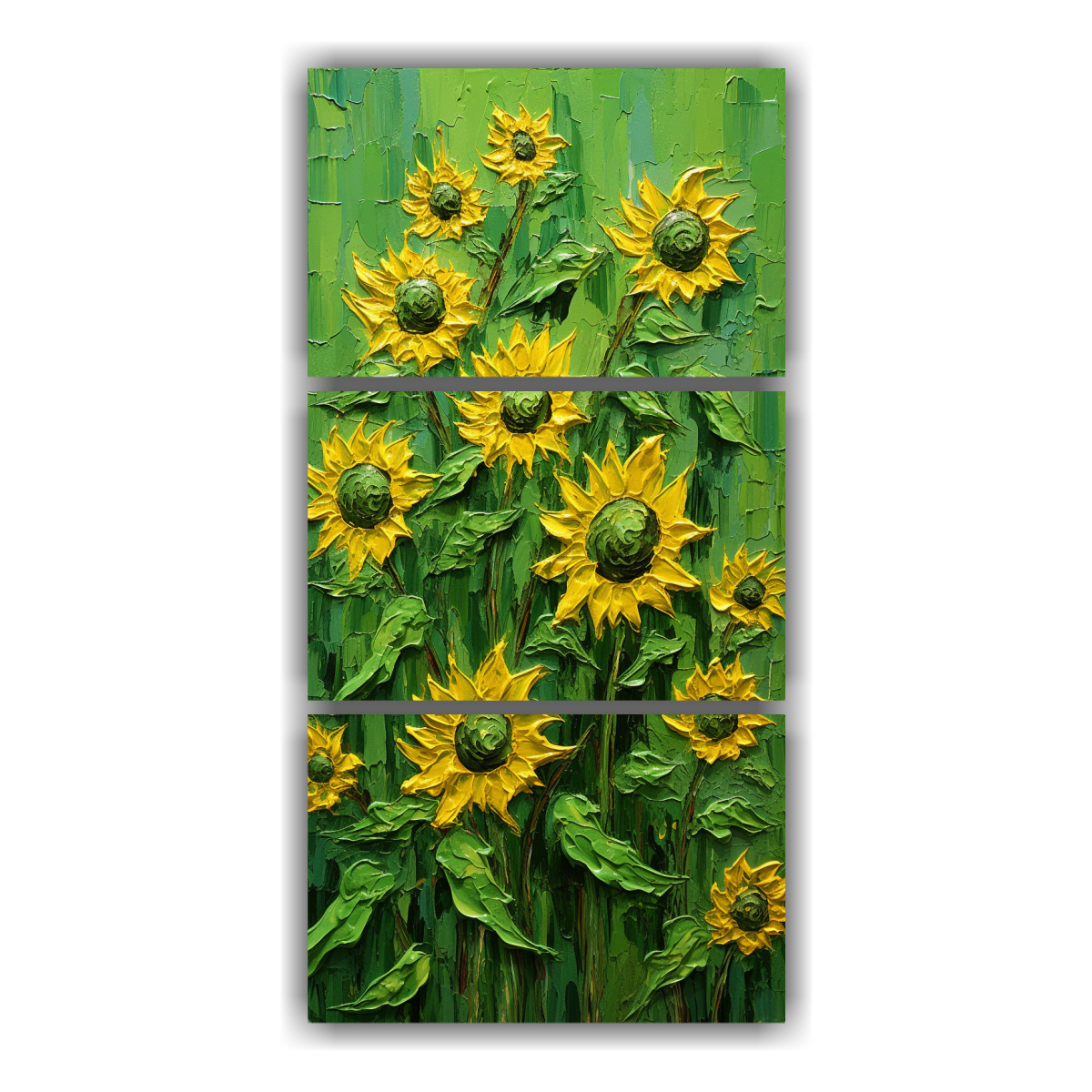 pintura-al-leo-de-girasoles-verdes-en-lienzo-estilo-tres-artes-movimiento
