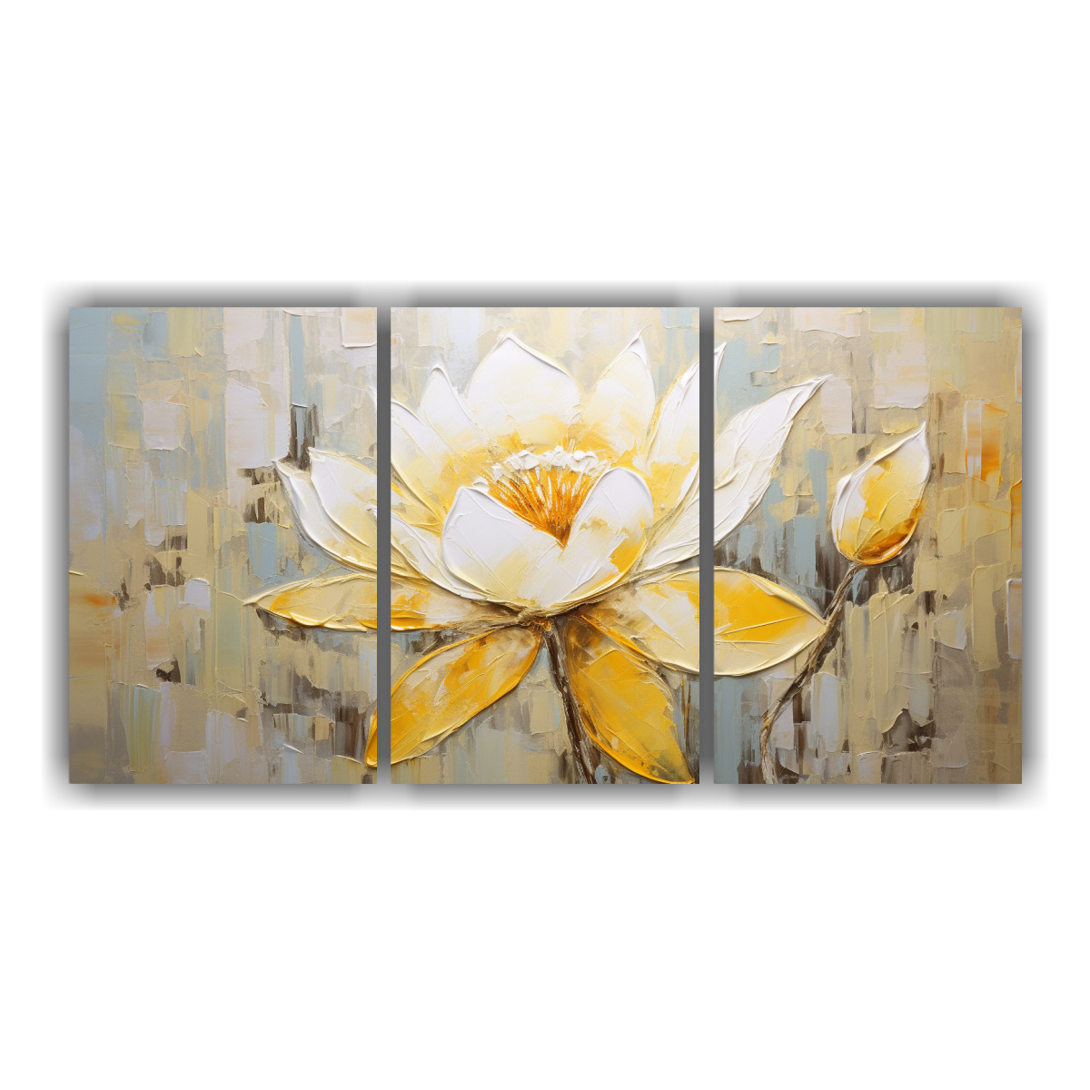 pintura-al-leo-sobre-lienzo-de-loto-amarillo-en-el-estilo-de-set-de-3-composiciones-