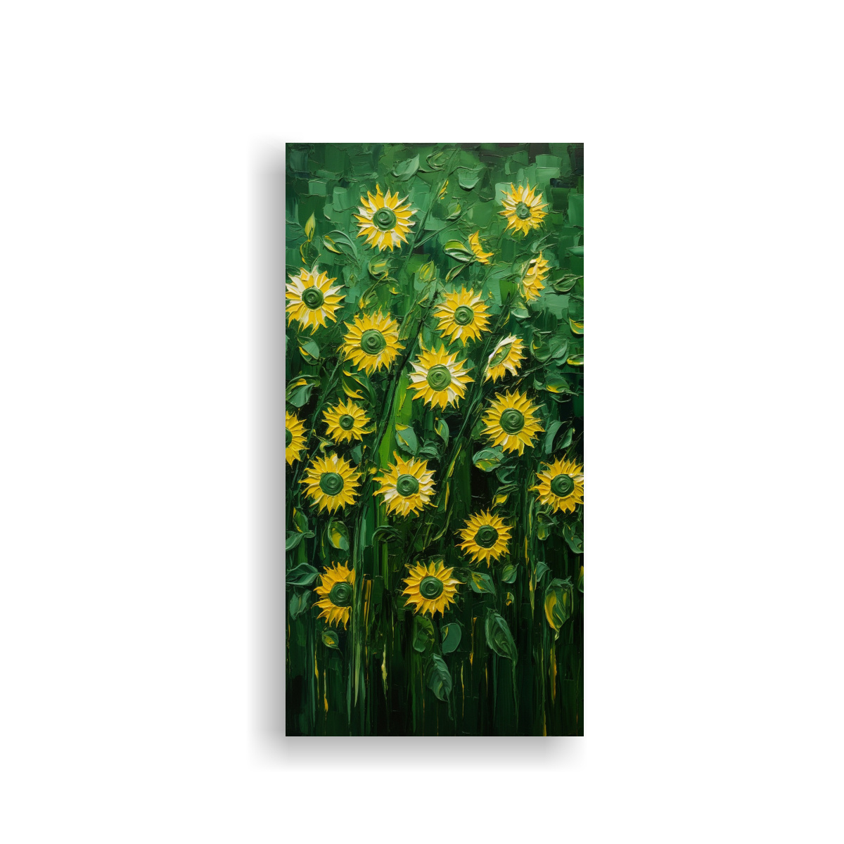pintura-alegr-a-en-el-concepto-flores-de-girasol-verdes-en-lienzo