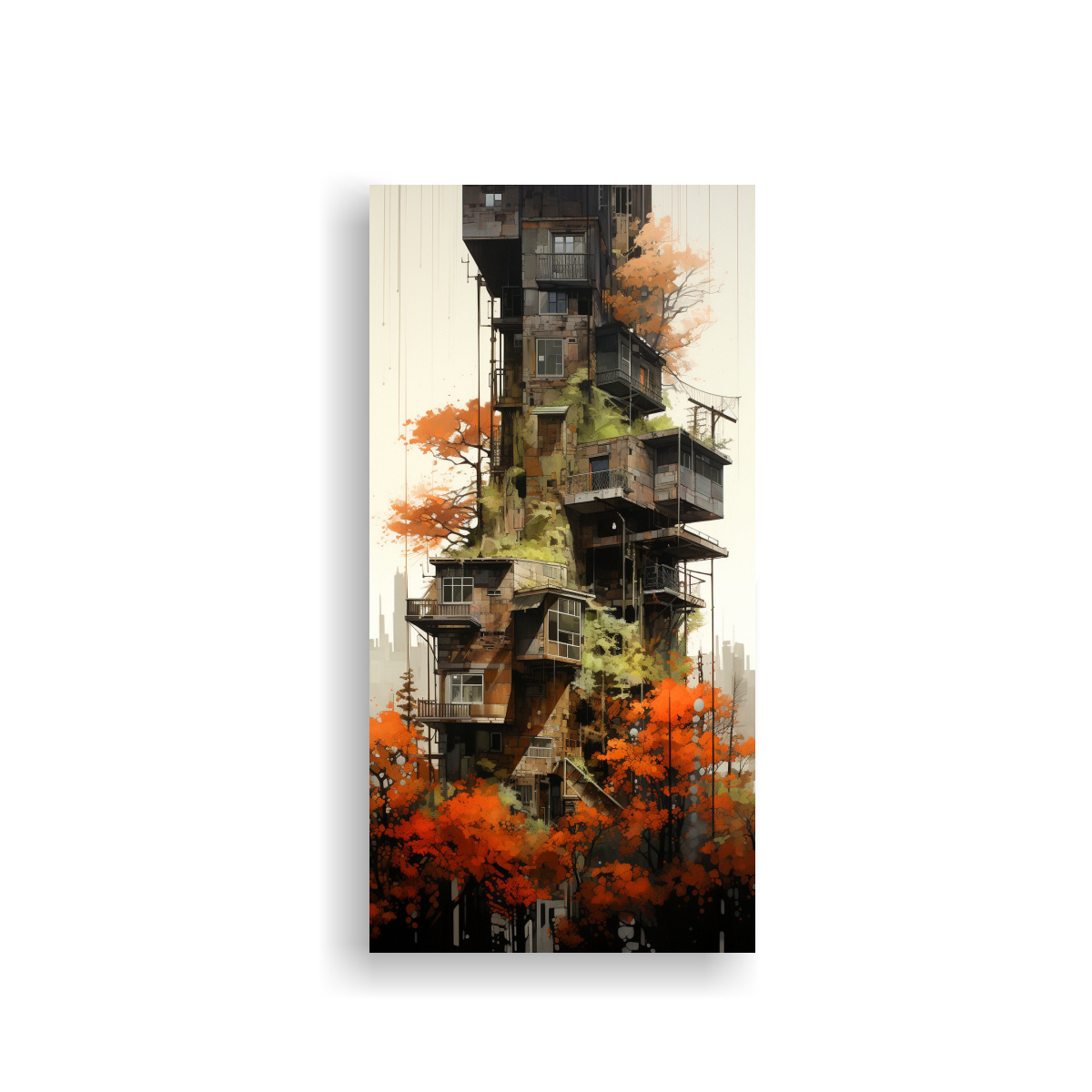 pintura-arte-fotograf-a-en-dormitorio-paisaje-urbano-sobre-rboles