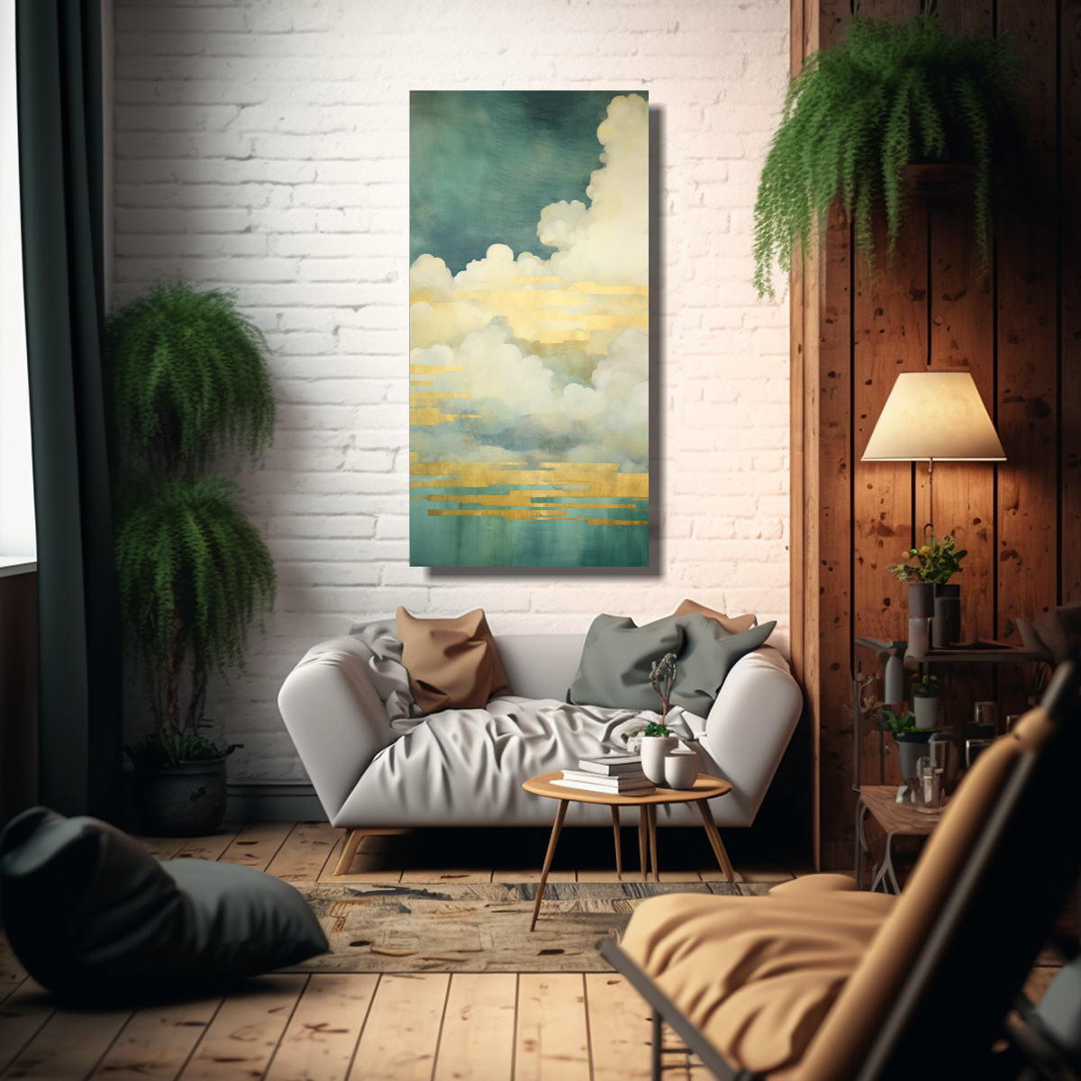 pintura-arte-tela-sublimada-tem-tica-con-acuarela-turquesa-y-dorada-del-arco-ris-1