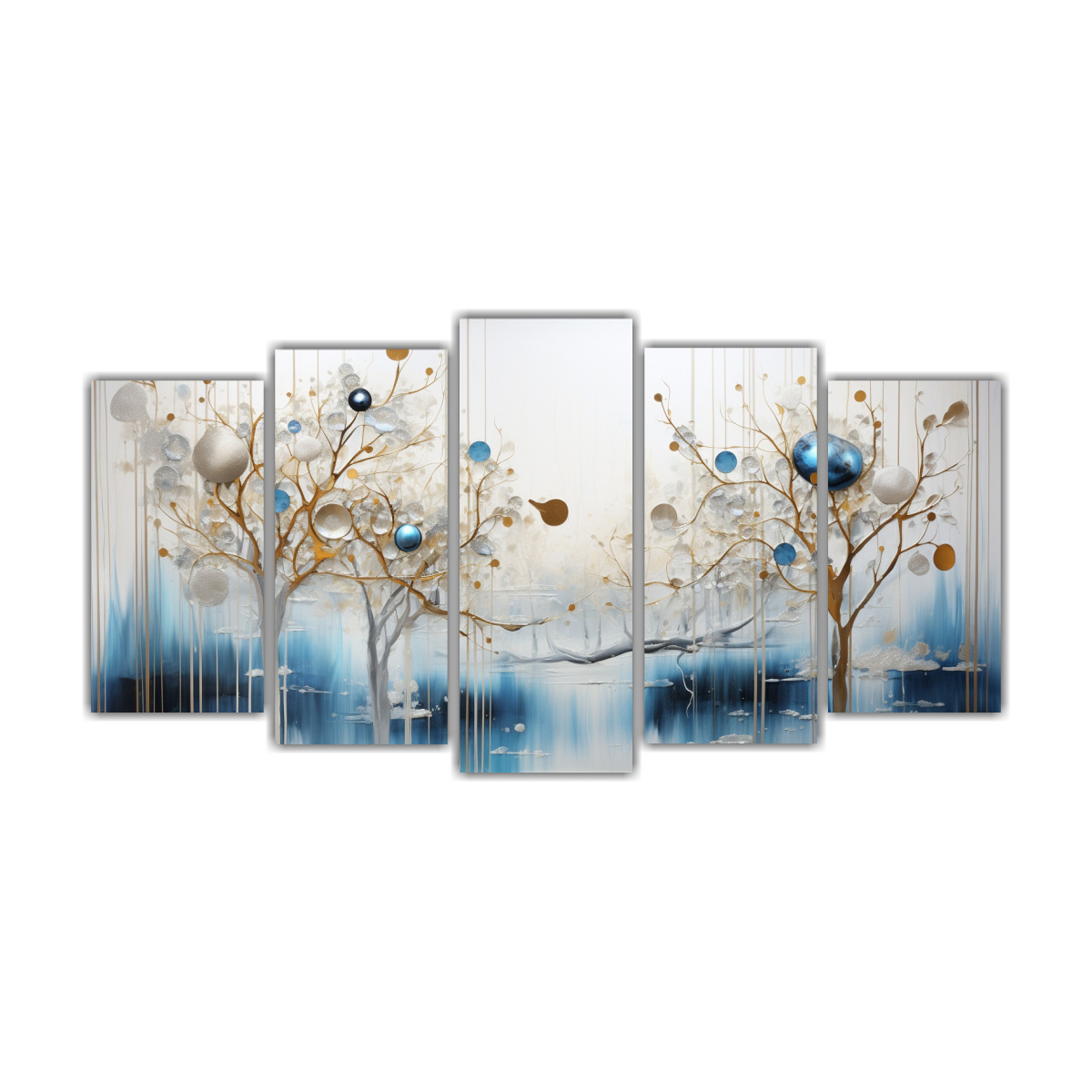 pintura-cinco-lienzos-inspiraci-n-en-blanco-y-dorado