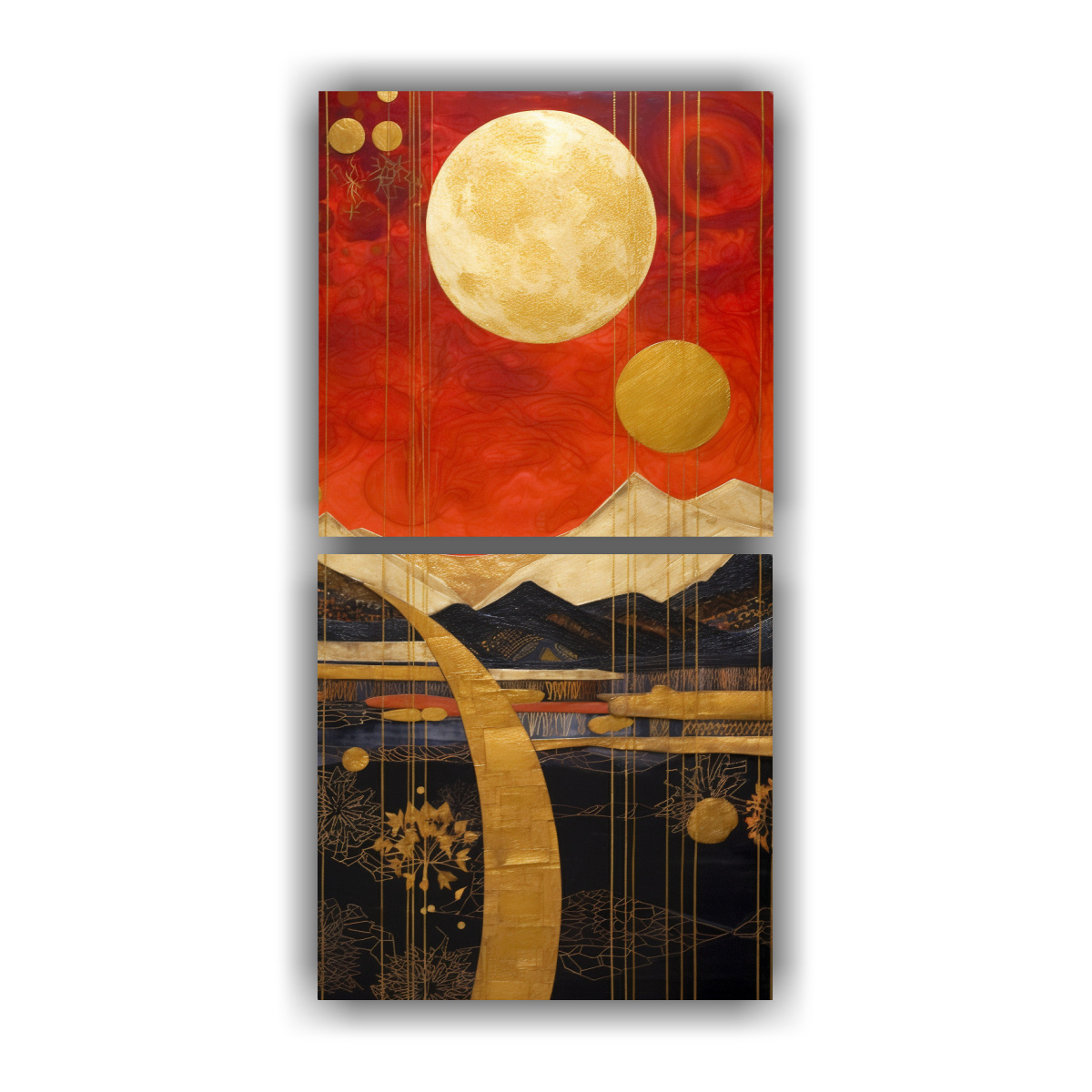 pintura-con-luna-cerca-de-las-monta-as-en-bastidor-decorativo