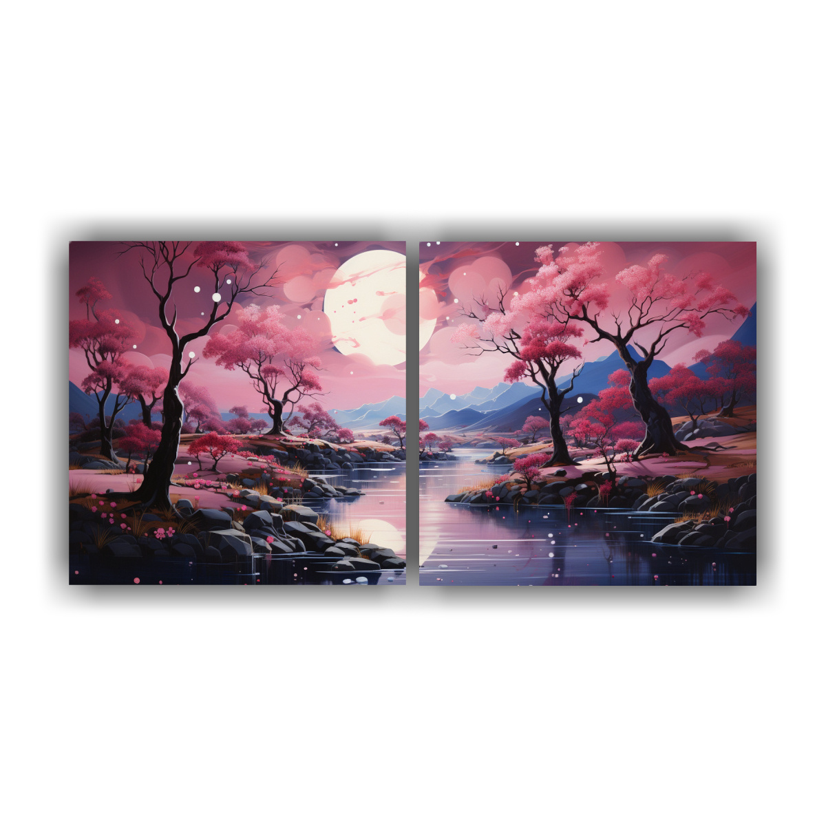 pintura-con-luna-cerca-de-las-monta-as-en-decoraci-n-de-dos-artes-dibujo