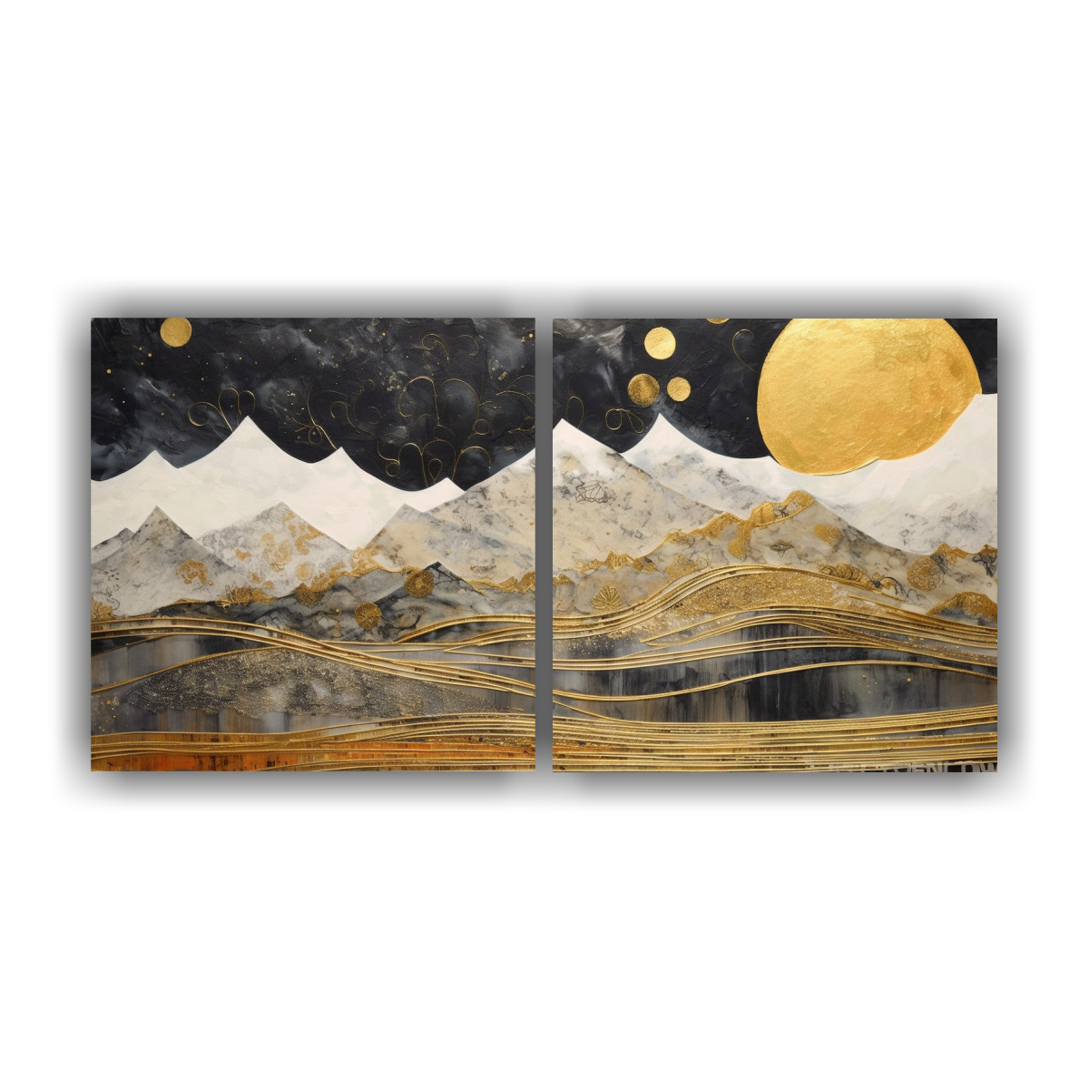 pintura-con-luna-cerca-de-monta-as-en-bastidor-tem-tico-para-cuarto