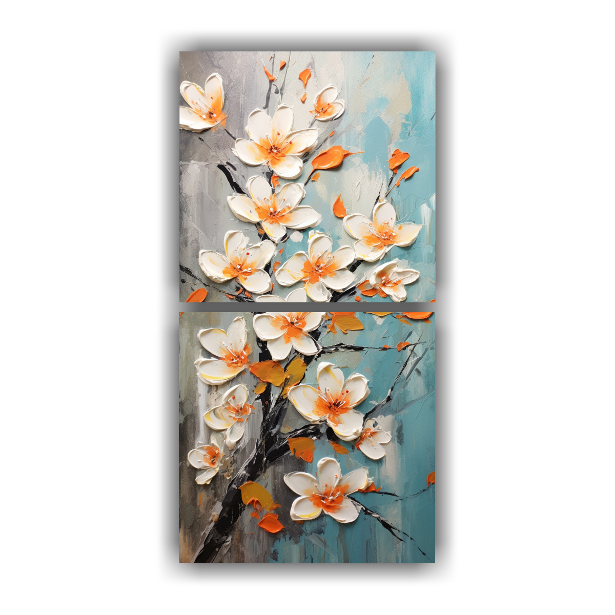 pintura-conceptual-cl-sica-de-dos-cuadros-de-flores-de-cerezo-en-naranja