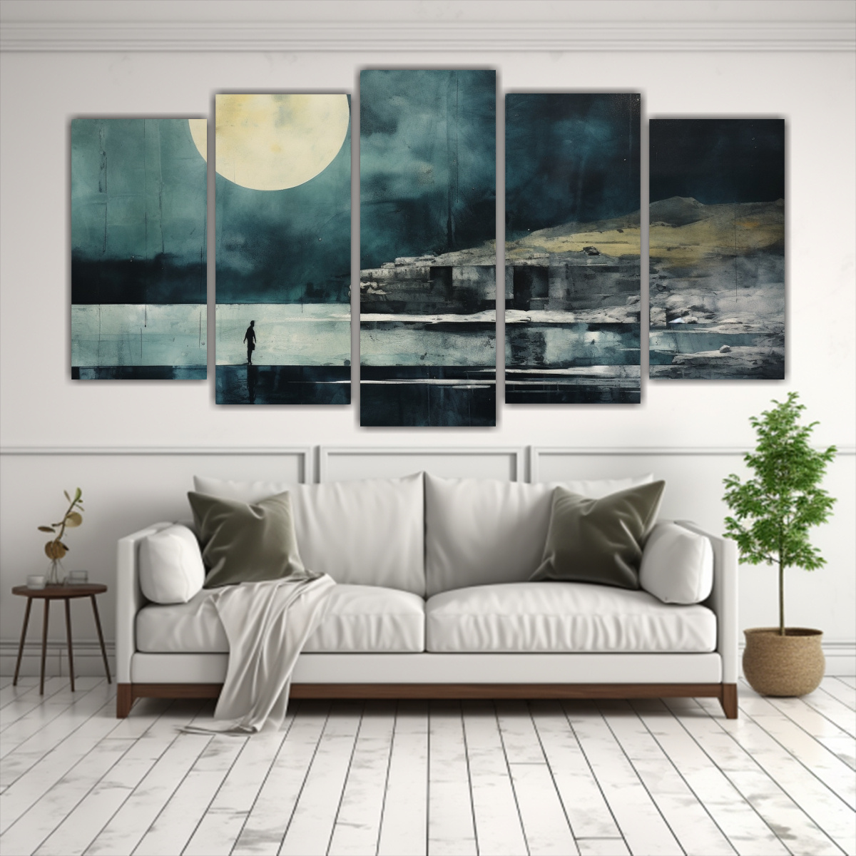 pintura-creativa-de-cuarto-en-negro-teal-y-plateado-1
