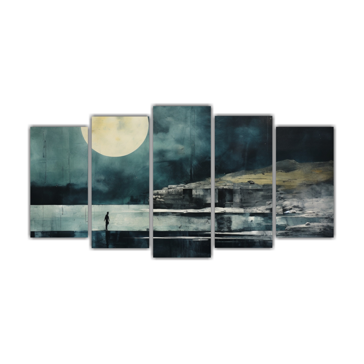 pintura-creativa-de-cuarto-en-negro-teal-y-plateado